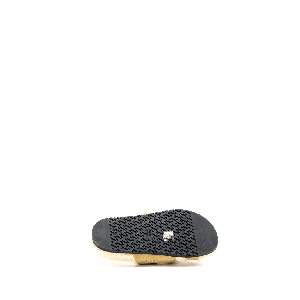 HERMES CHYPRE SANDALS CHEVRE VELOURS BEIGE ALBATRE