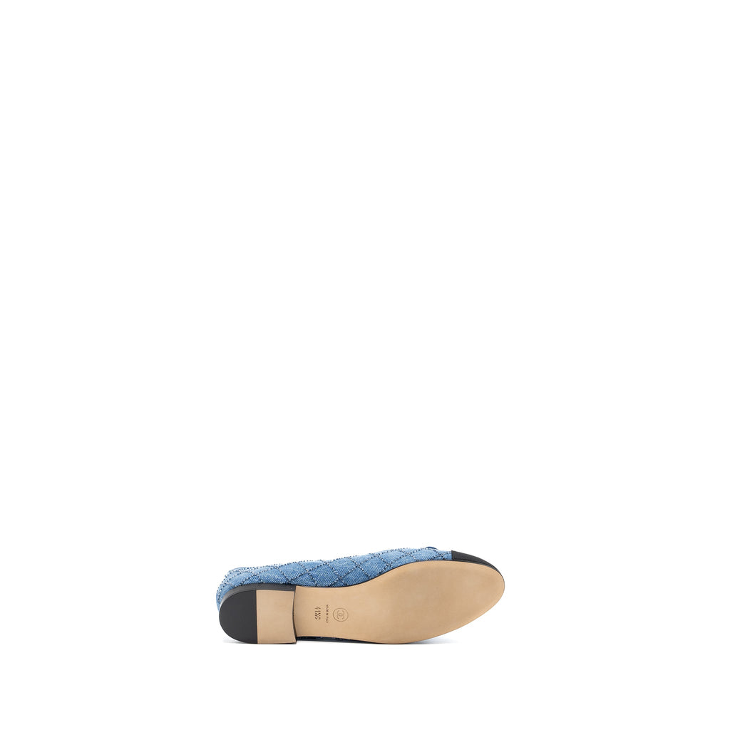 CHANEL BALLERINA FLAT SHOES DENIM BLUE/BLACK