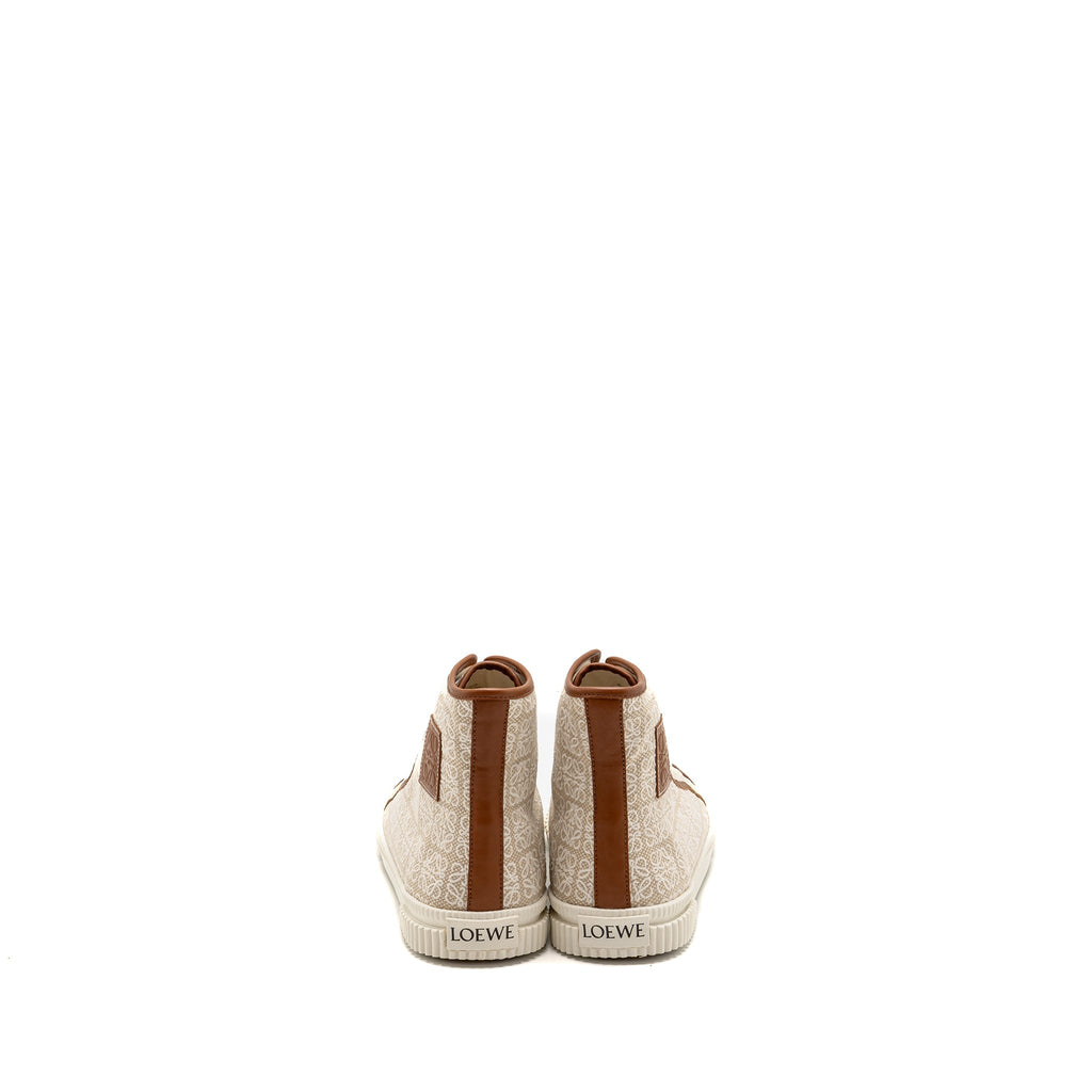 LOEWE ANAGRAM JACQUARD HIGH TOP SNEAKER NATURAL/WHITE