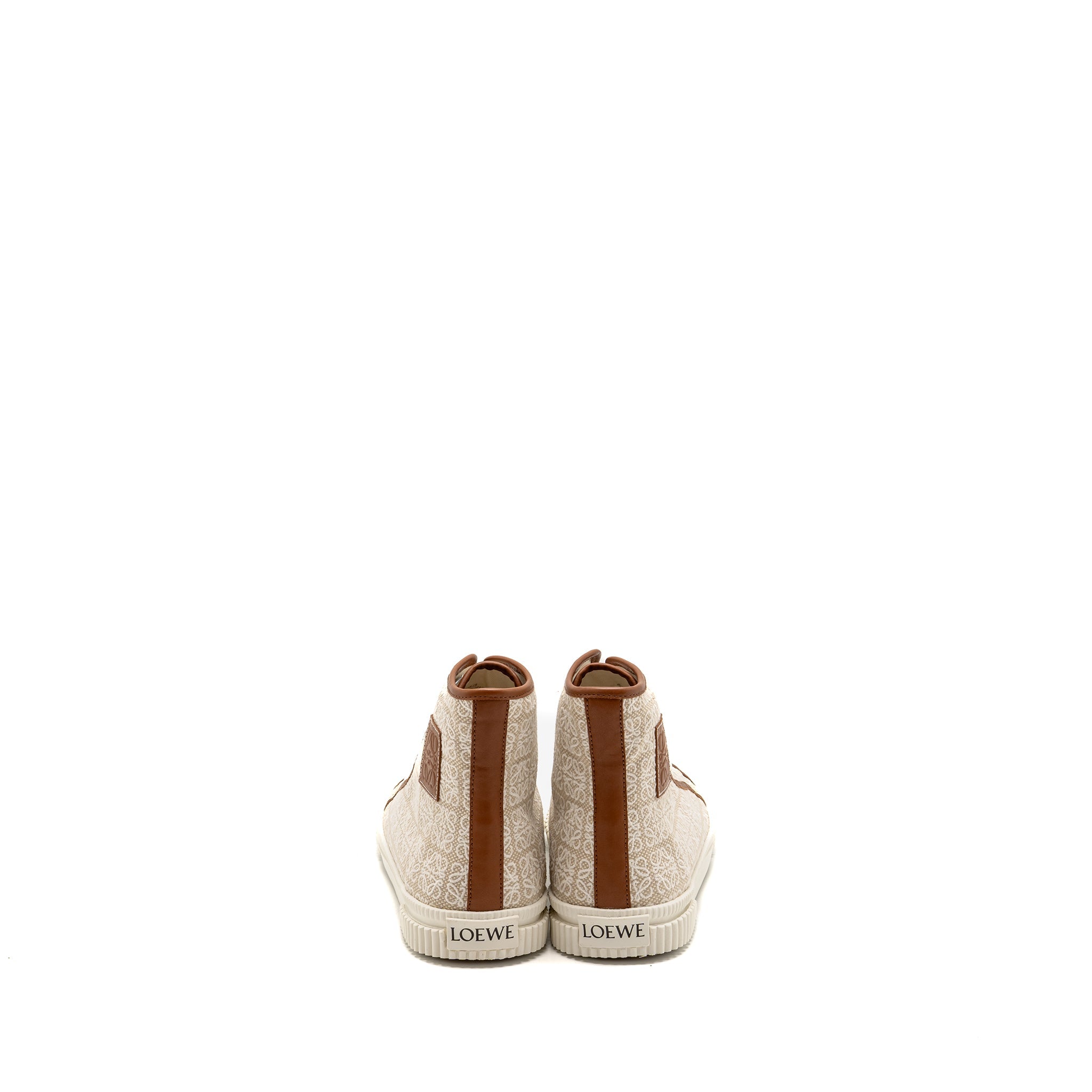LOEWE ANAGRAM JACQUARD HIGH TOP SNEAKER NATURAL/WHITE