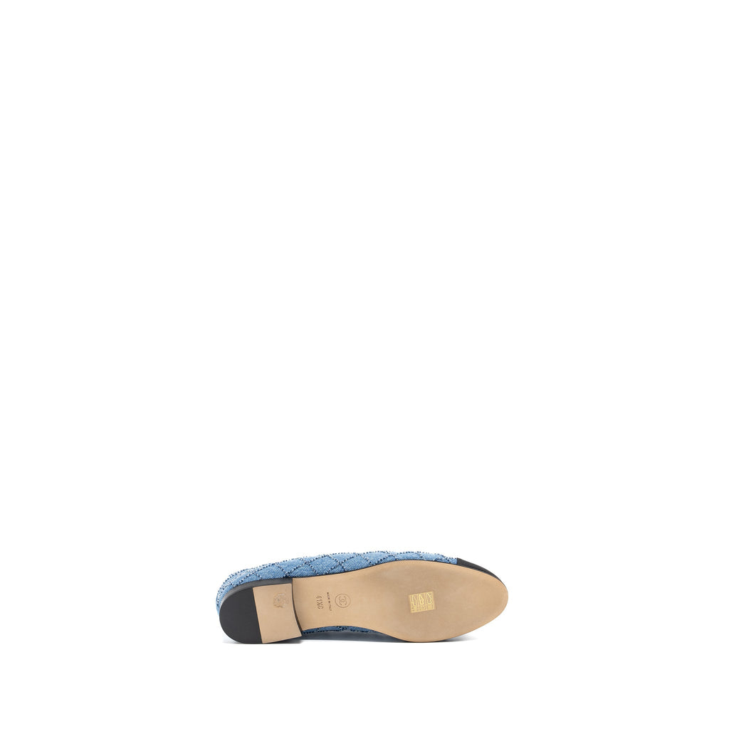 CHANEL BALLERINA FLAT SHOES DENIM BLUE/BLACK