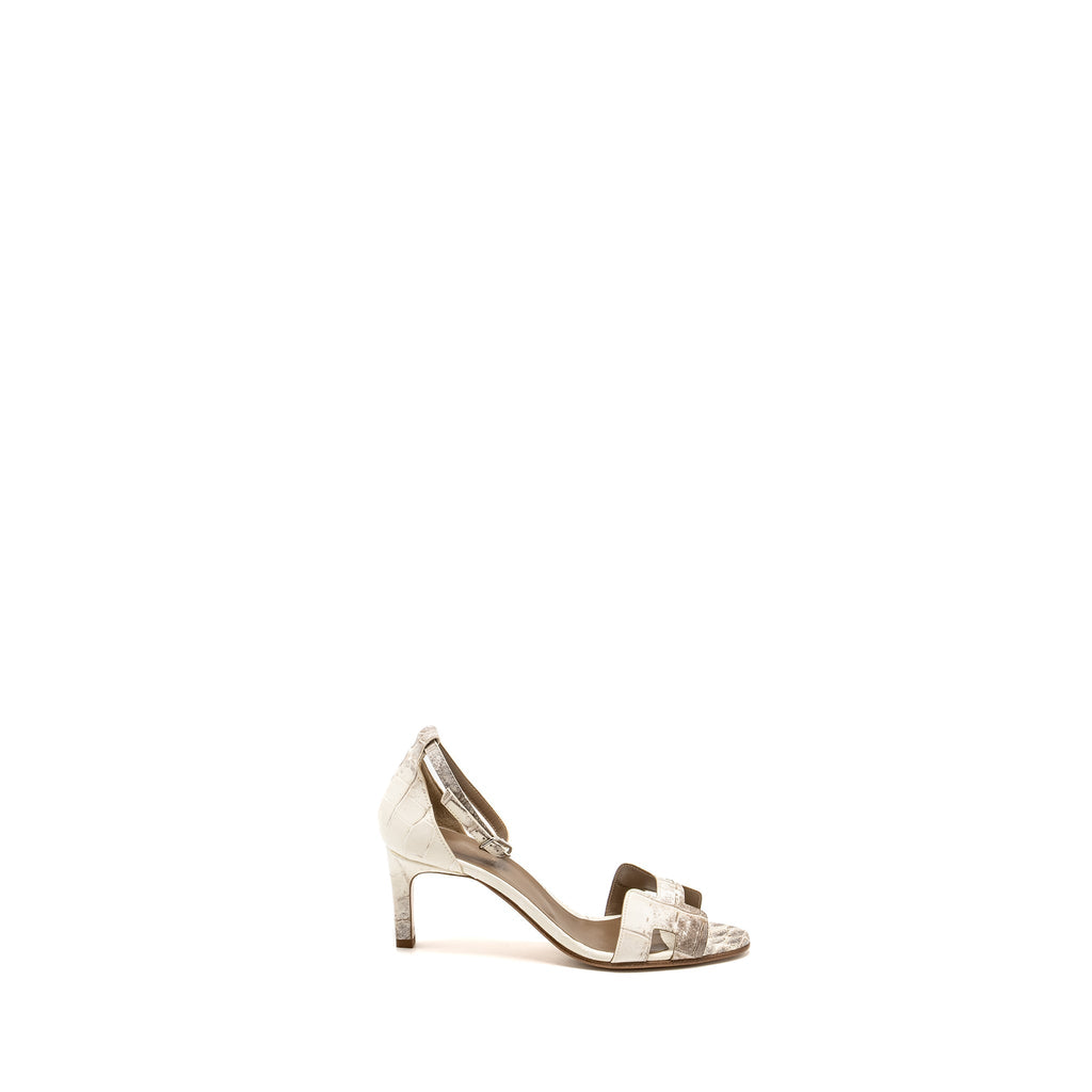 HERMES SANDALE FEMME PREMIERE CROCODILE NILOTICUS HIMALAYA BLANC SHW