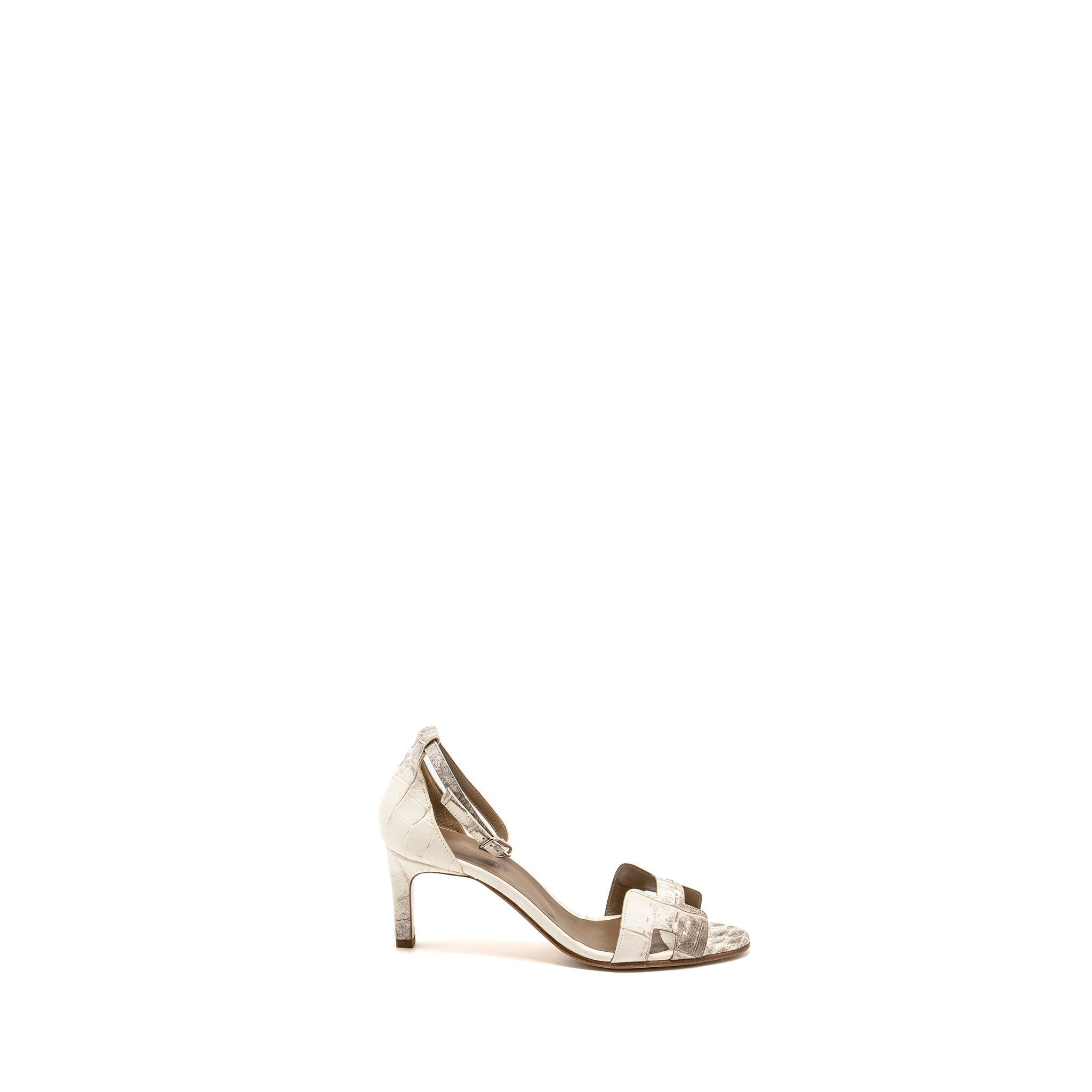 HERMES SANDALE FEMME PREMIERE CROCODILE NILOTICUS HIMALAYA BLANC SHW