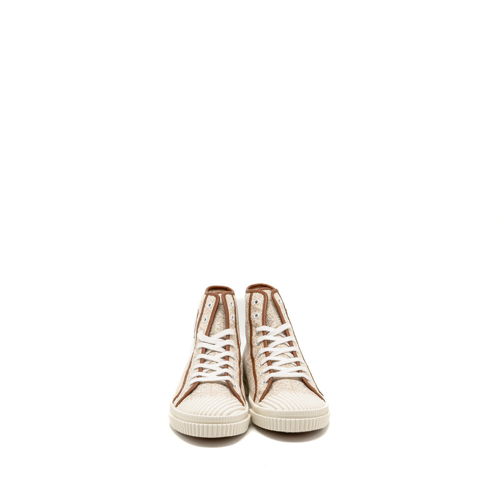 LOEWE ANAGRAM JACQUARD HIGH TOP SNEAKER NATURAL/WHITE