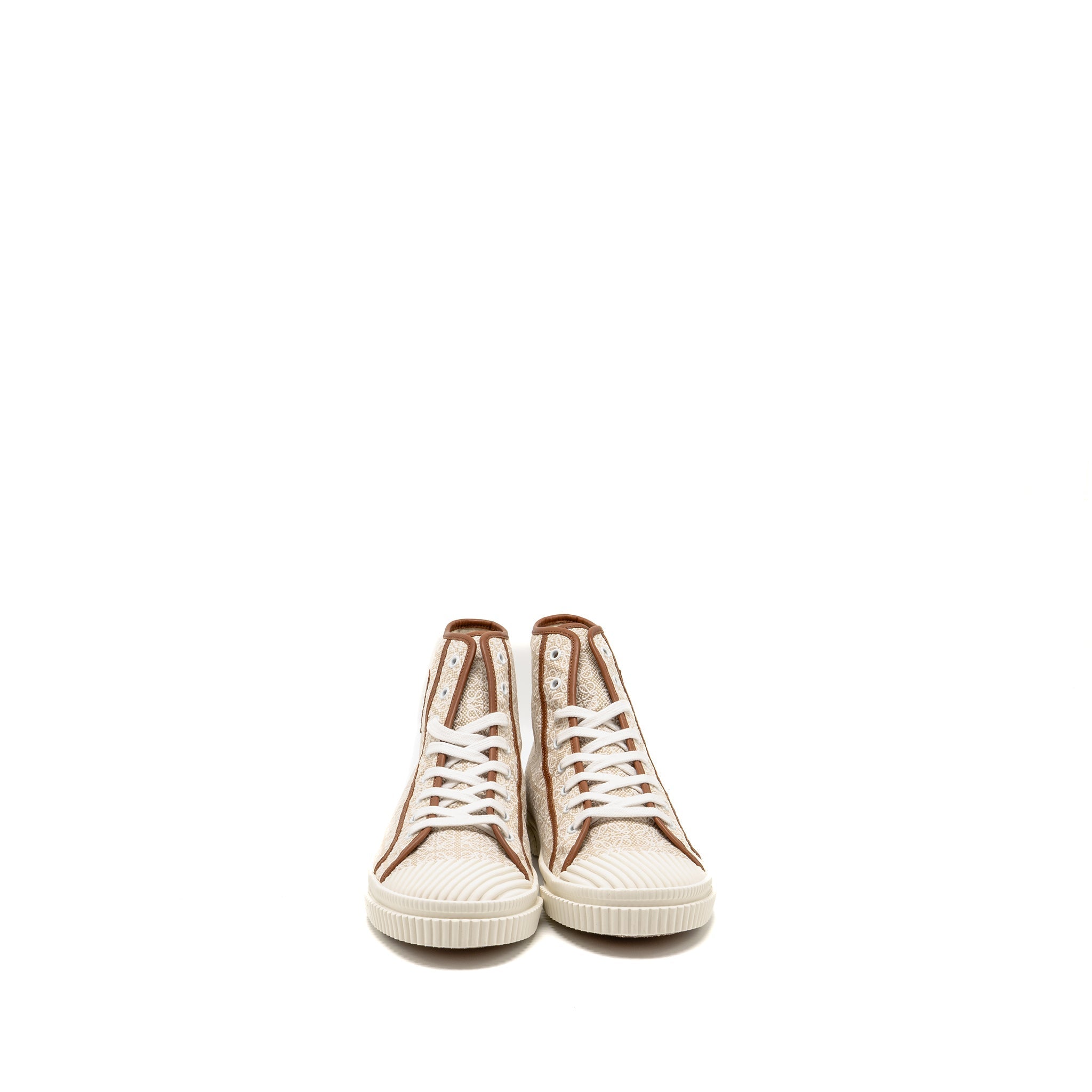 LOEWE ANAGRAM JACQUARD HIGH TOP SNEAKER NATURAL/WHITE