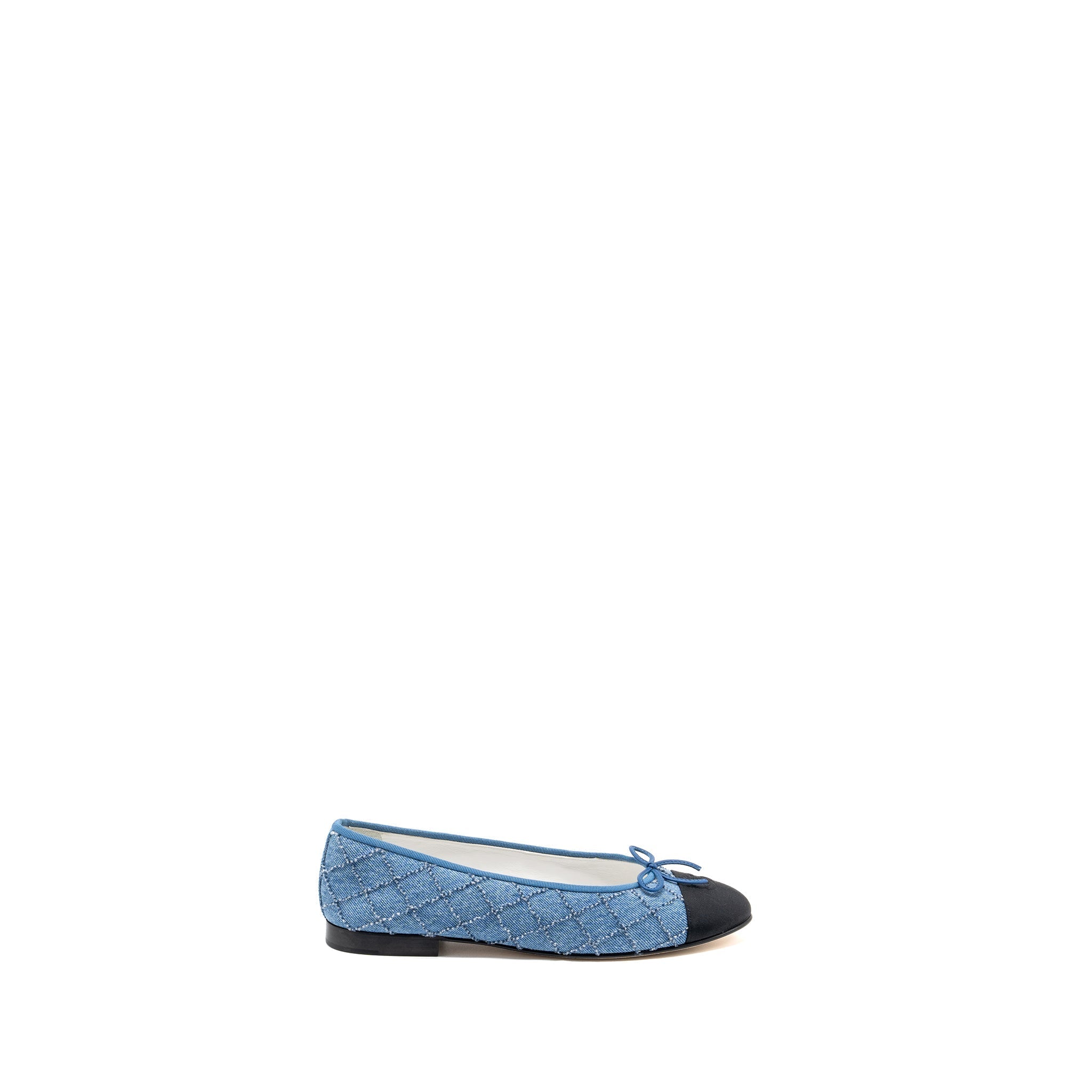 CHANEL BALLERINA FLAT SHOES DENIM BLUE/BLACK