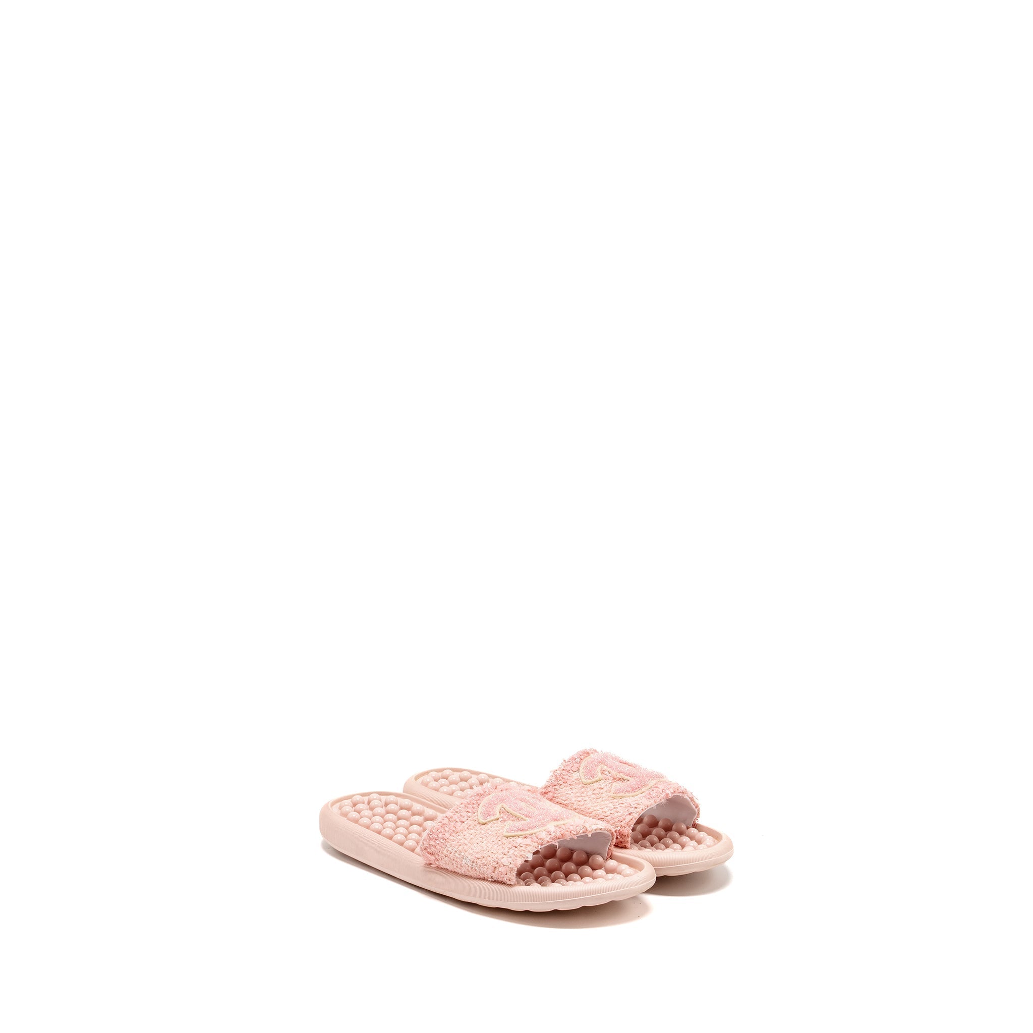 CHANEL TWEED POOL BEACH SLIDES SANDALS PINK