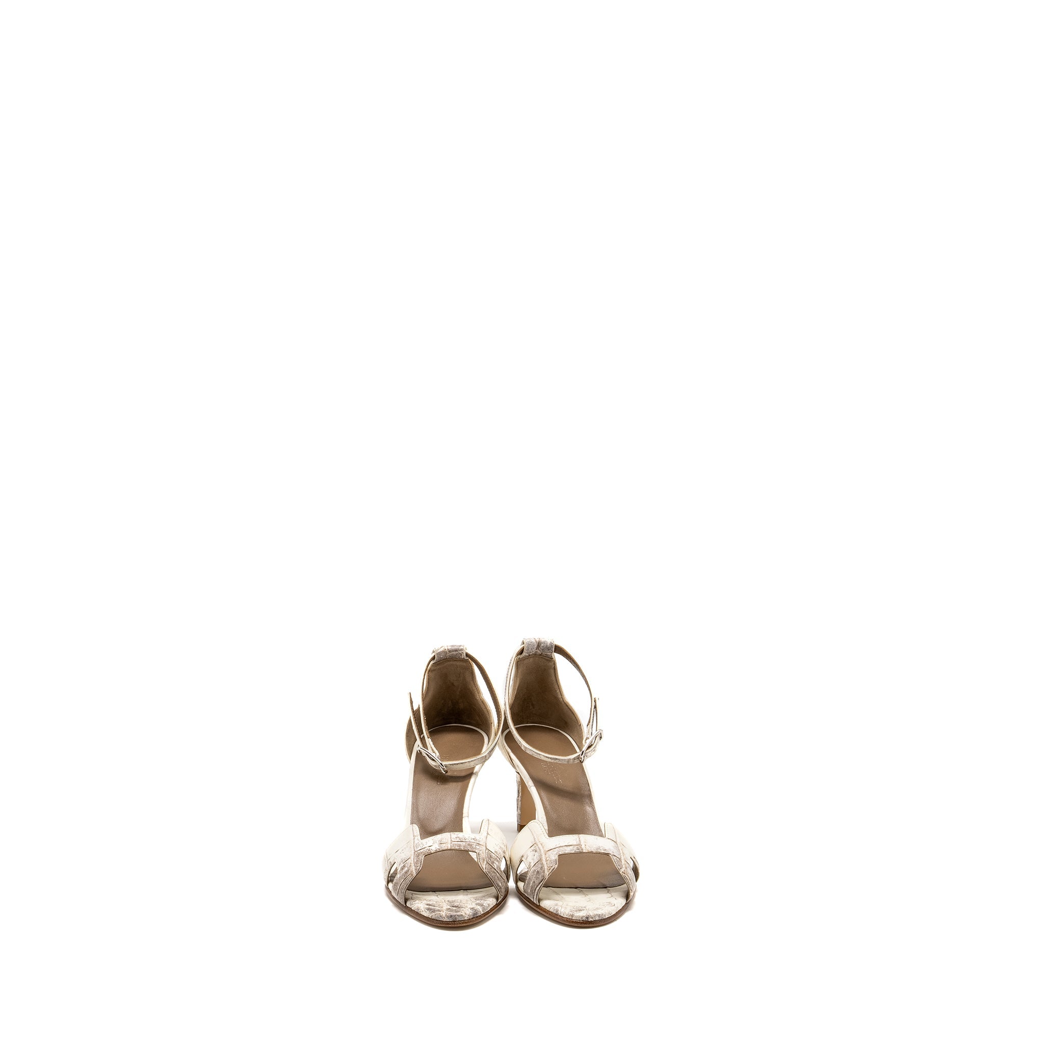 HERMES SANDALE FEMME PREMIERE CROCODILE NILOTICUS HIMALAYA BLANC SHW