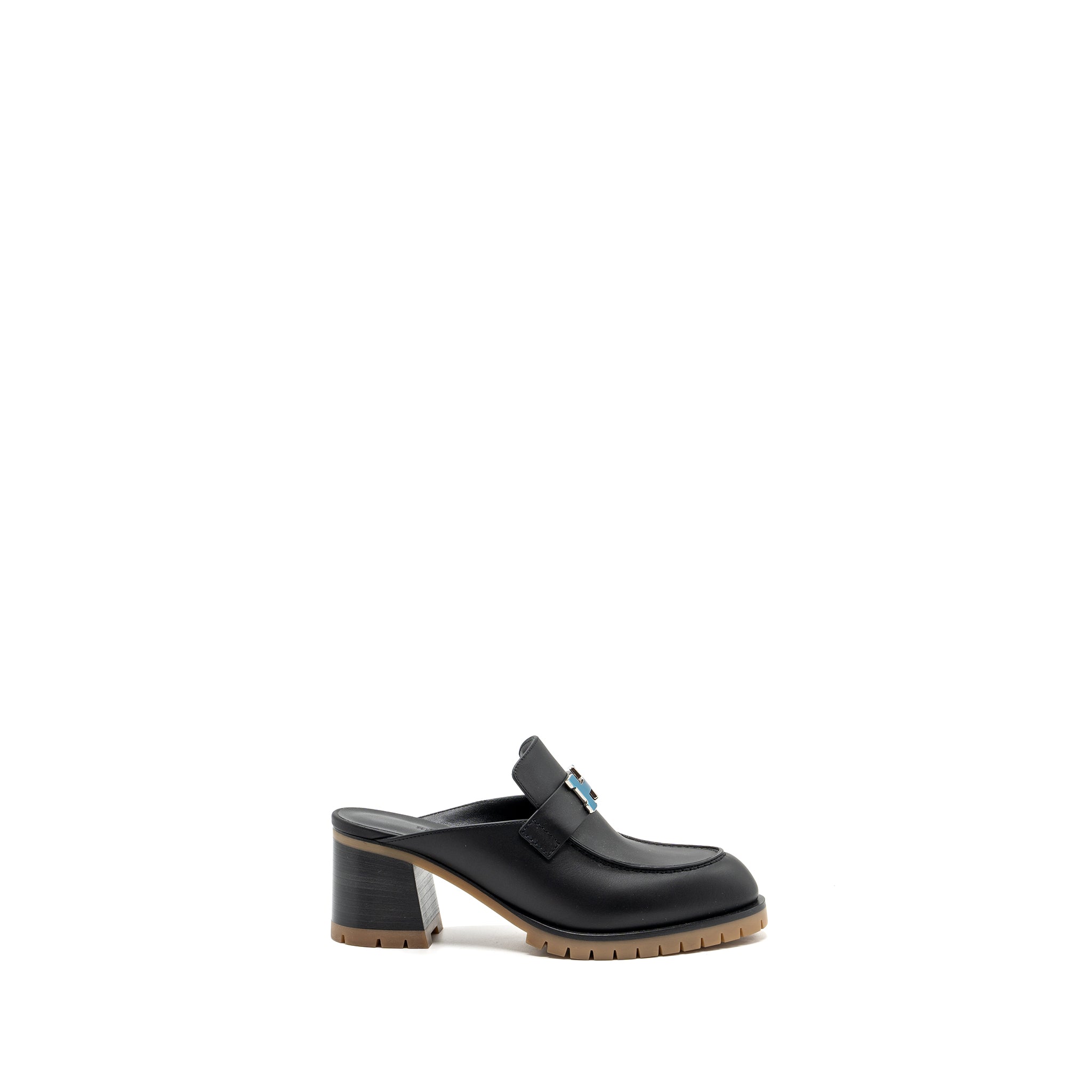 HERMES MULE FEMME FLORE CALFSKIN BLACK SHW