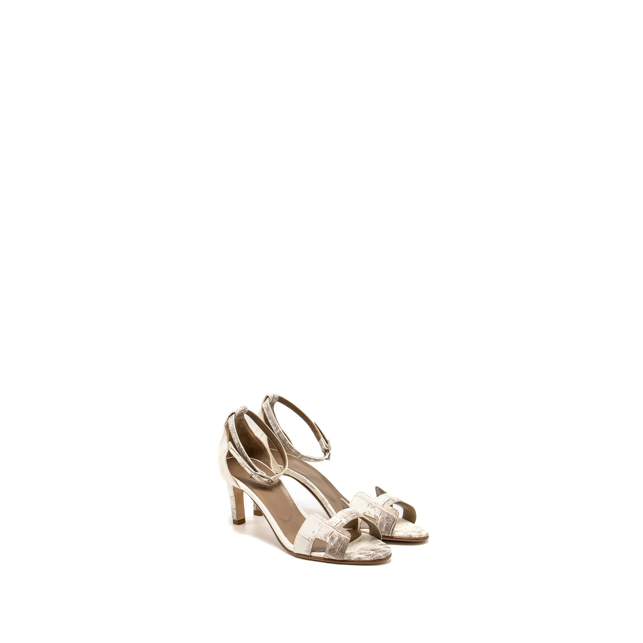 HERMES SANDALE FEMME PREMIERE CROCODILE NILOTICUS HIMALAYA BLANC SHW