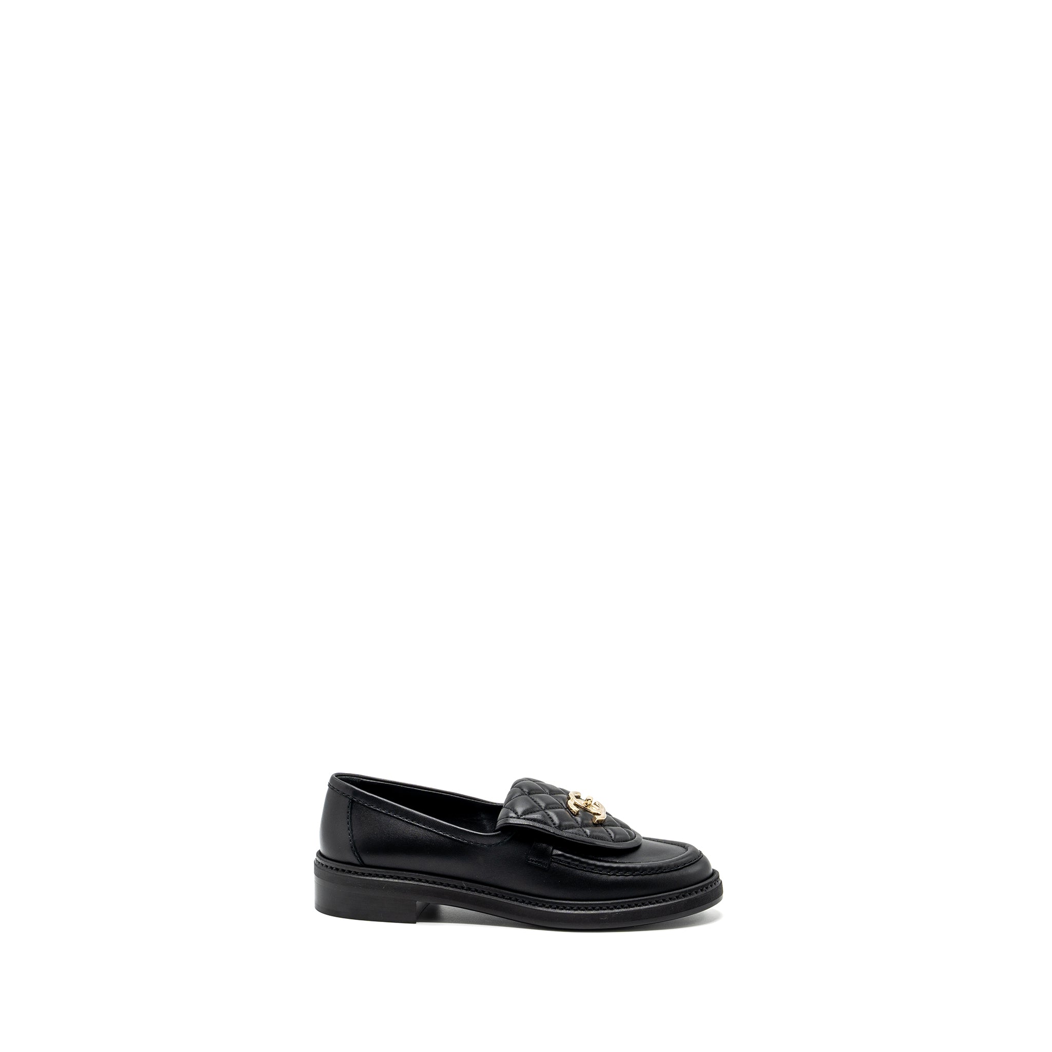 CHANEL CC TURNLOCK LOAFERS BLACK LGHW