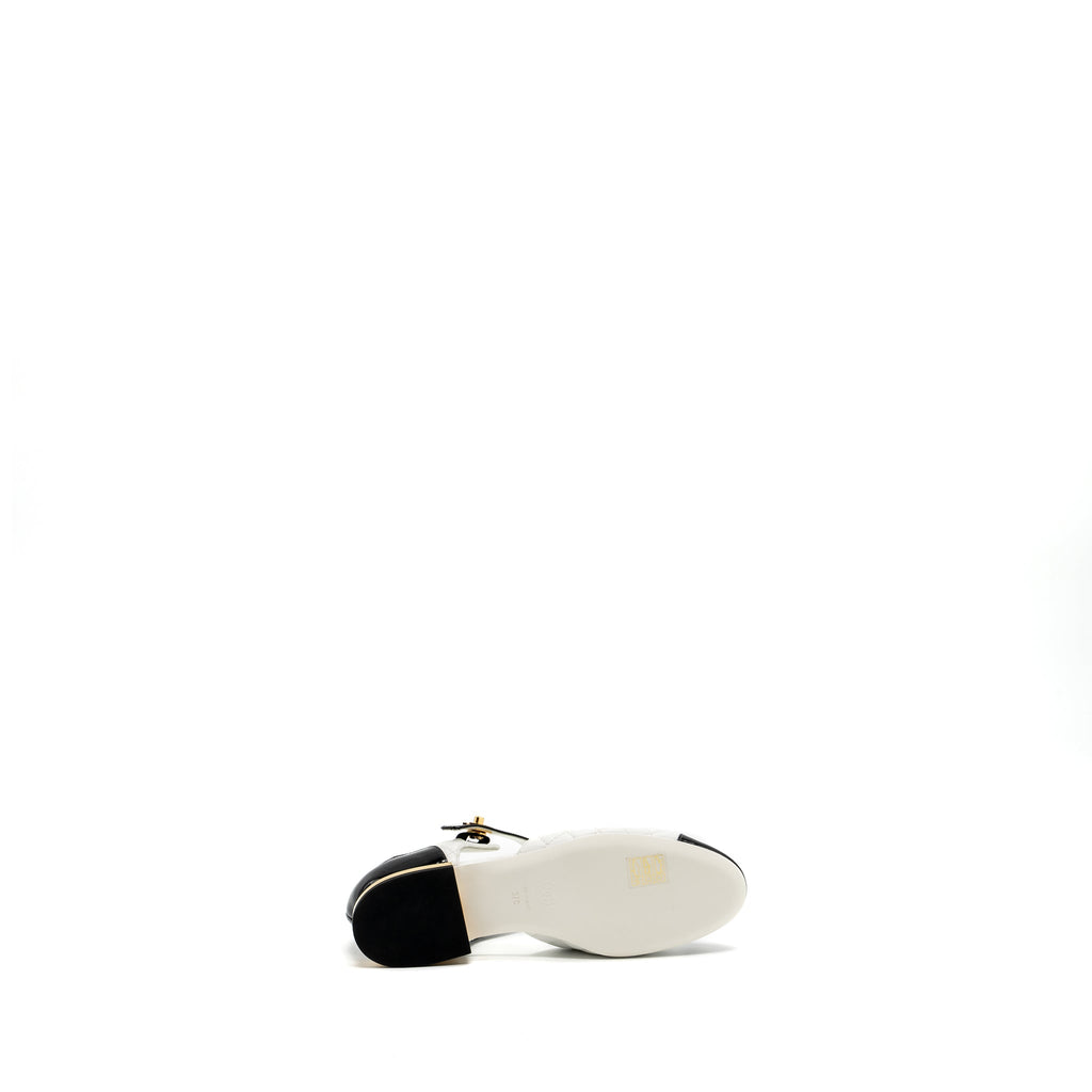 CHANEL MARY JANES OPEN BALLET FLAT SHOES BLACK / WHITE