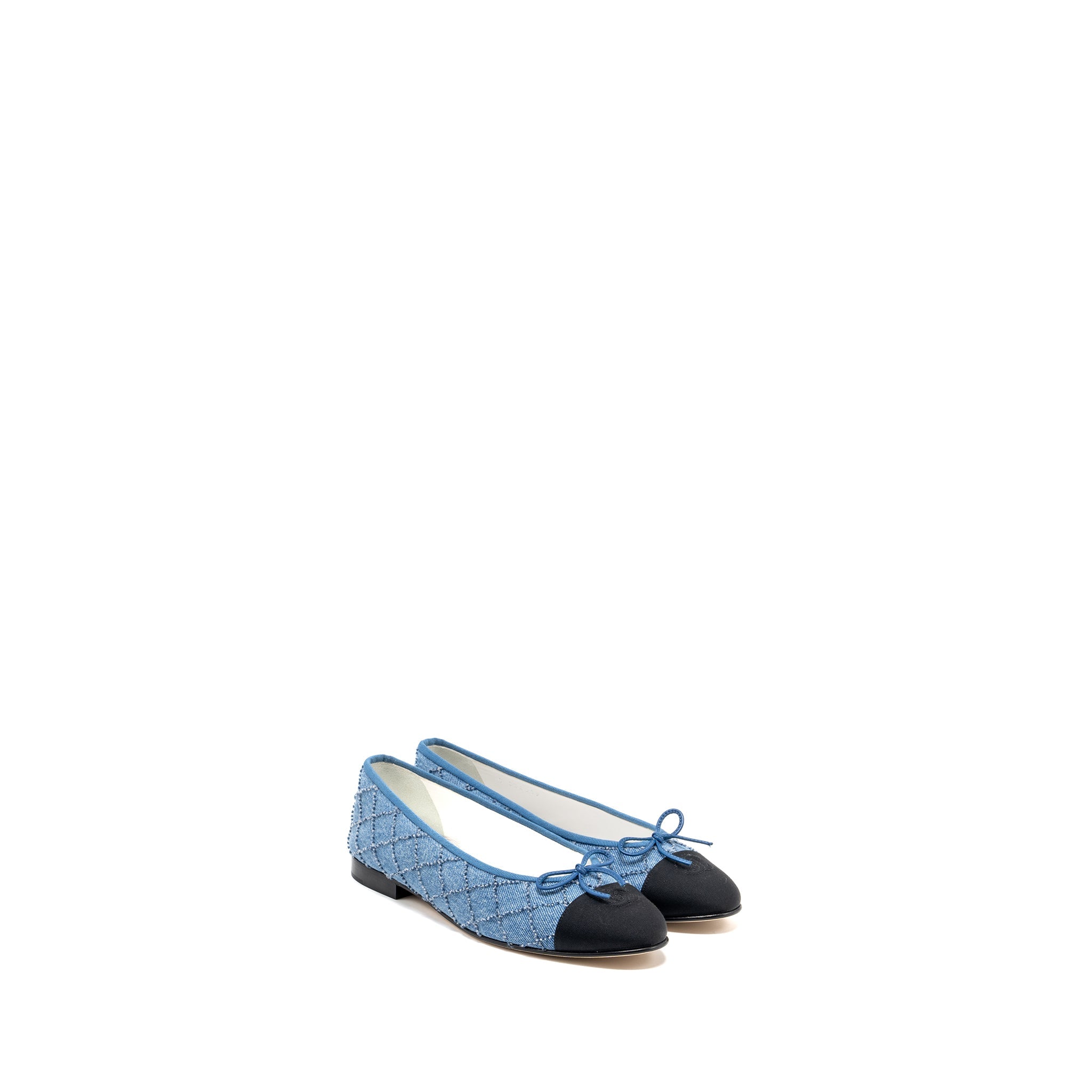 CHANEL BALLERINA FLAT SHOES DENIM BLUE/BLACK