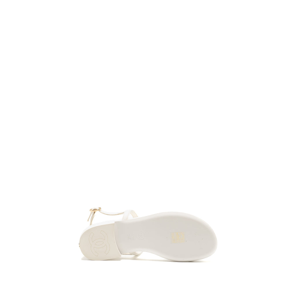 CHANEL 22S CAMELLIA SANDALS LAMBSKIN WHITE