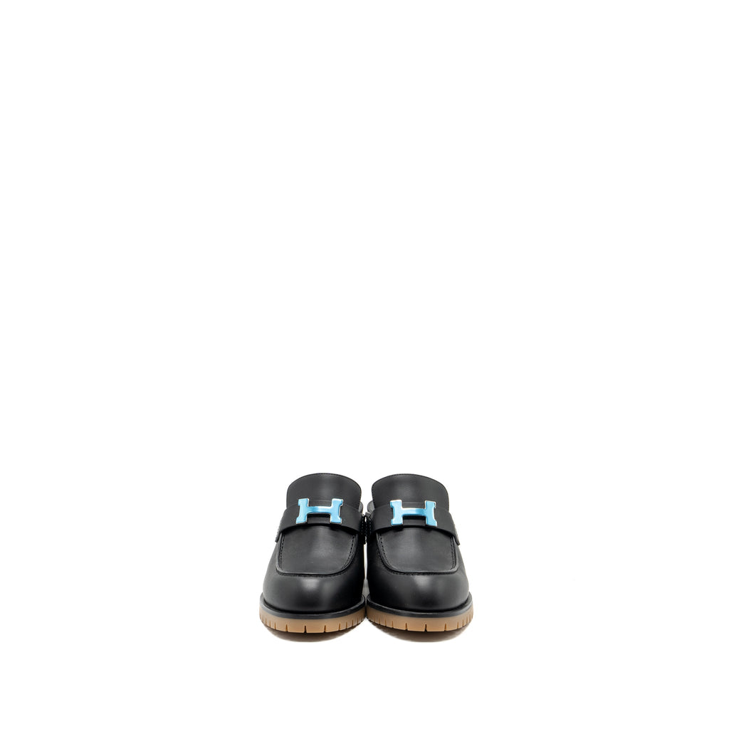 HERMES MULE FEMME FLORE CALFSKIN BLACK SHW