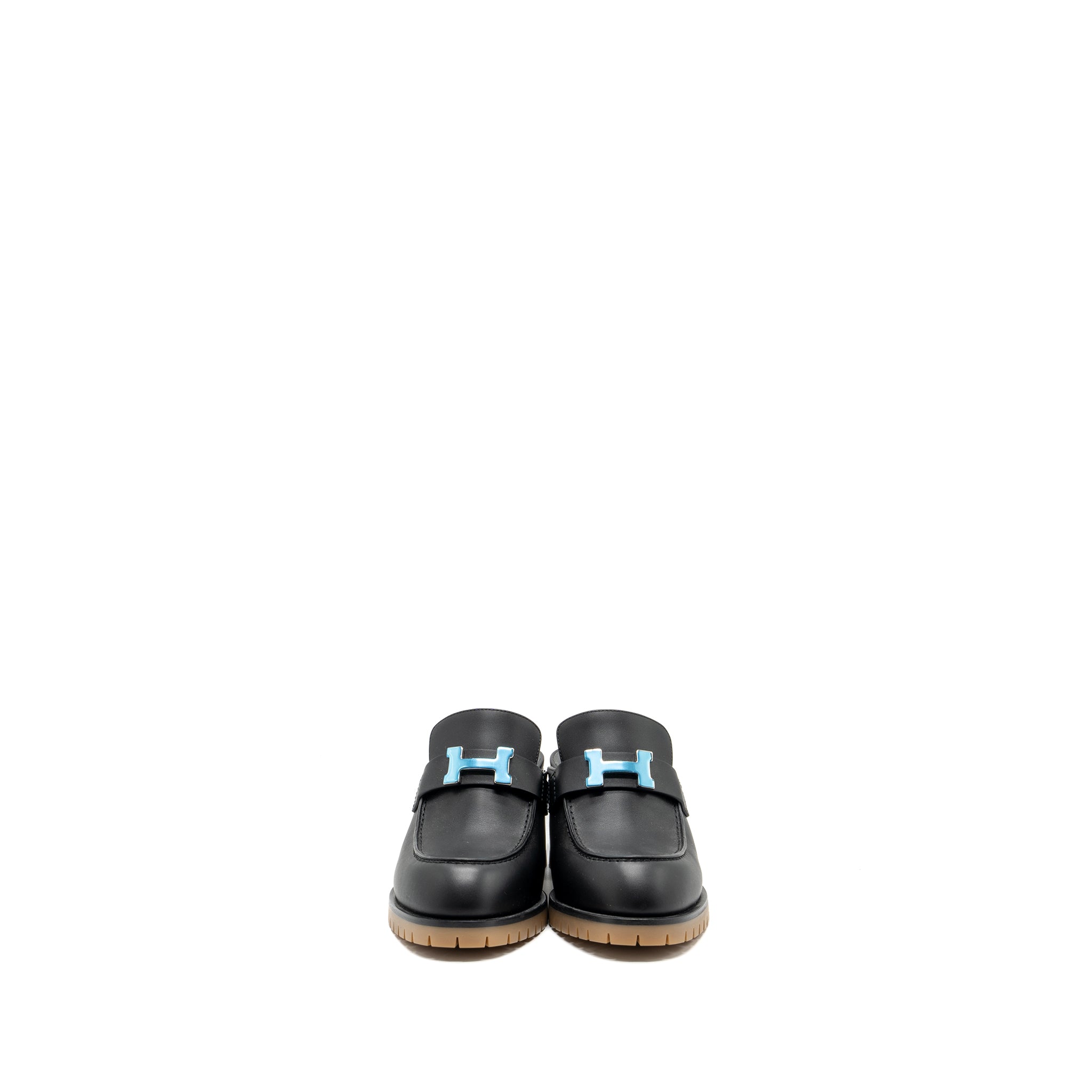 HERMES MULE FEMME FLORE CALFSKIN BLACK SHW
