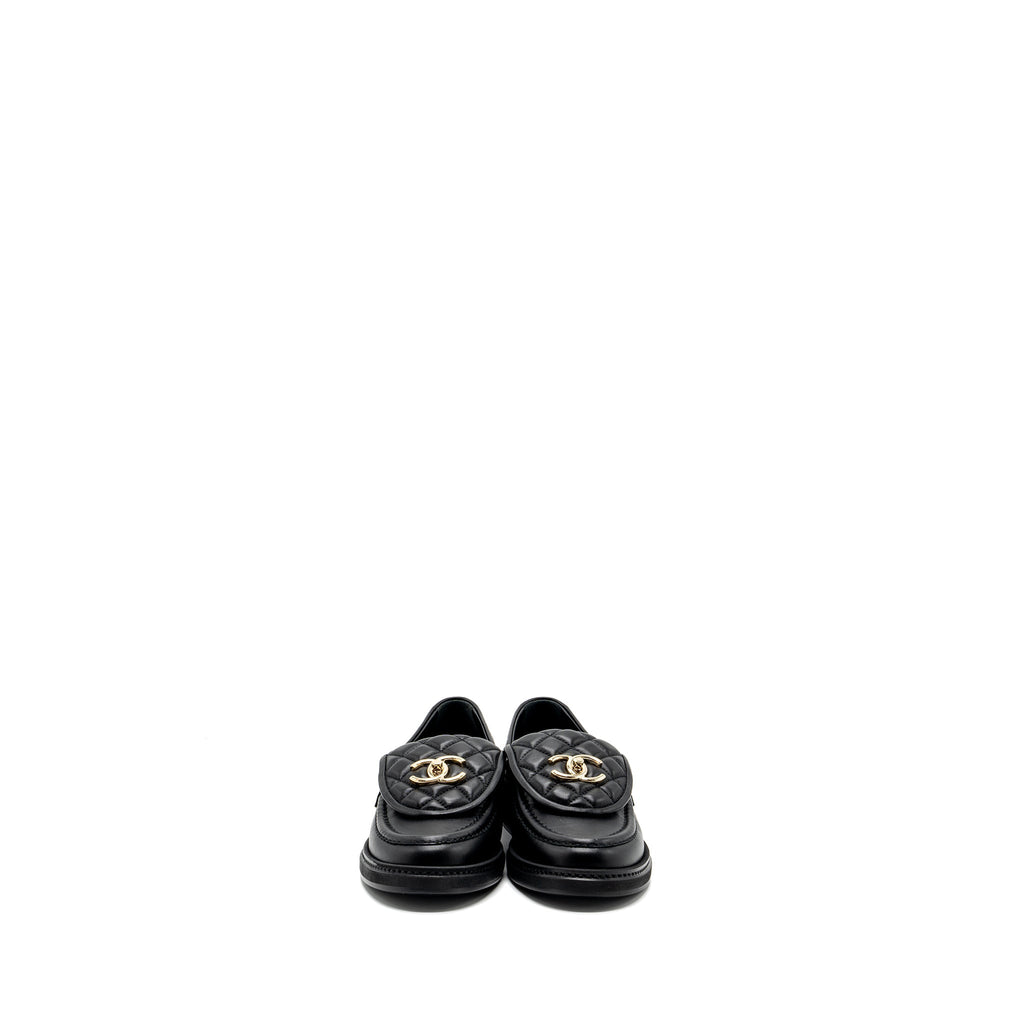 CHANEL CC TURNLOCK LOAFERS BLACK LGHW
