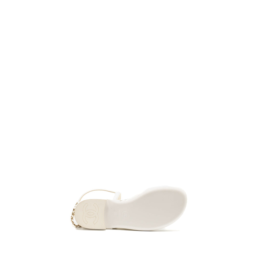 CHANEL 22S CAMELLIA SANDALS LAMBSKIN WHITE