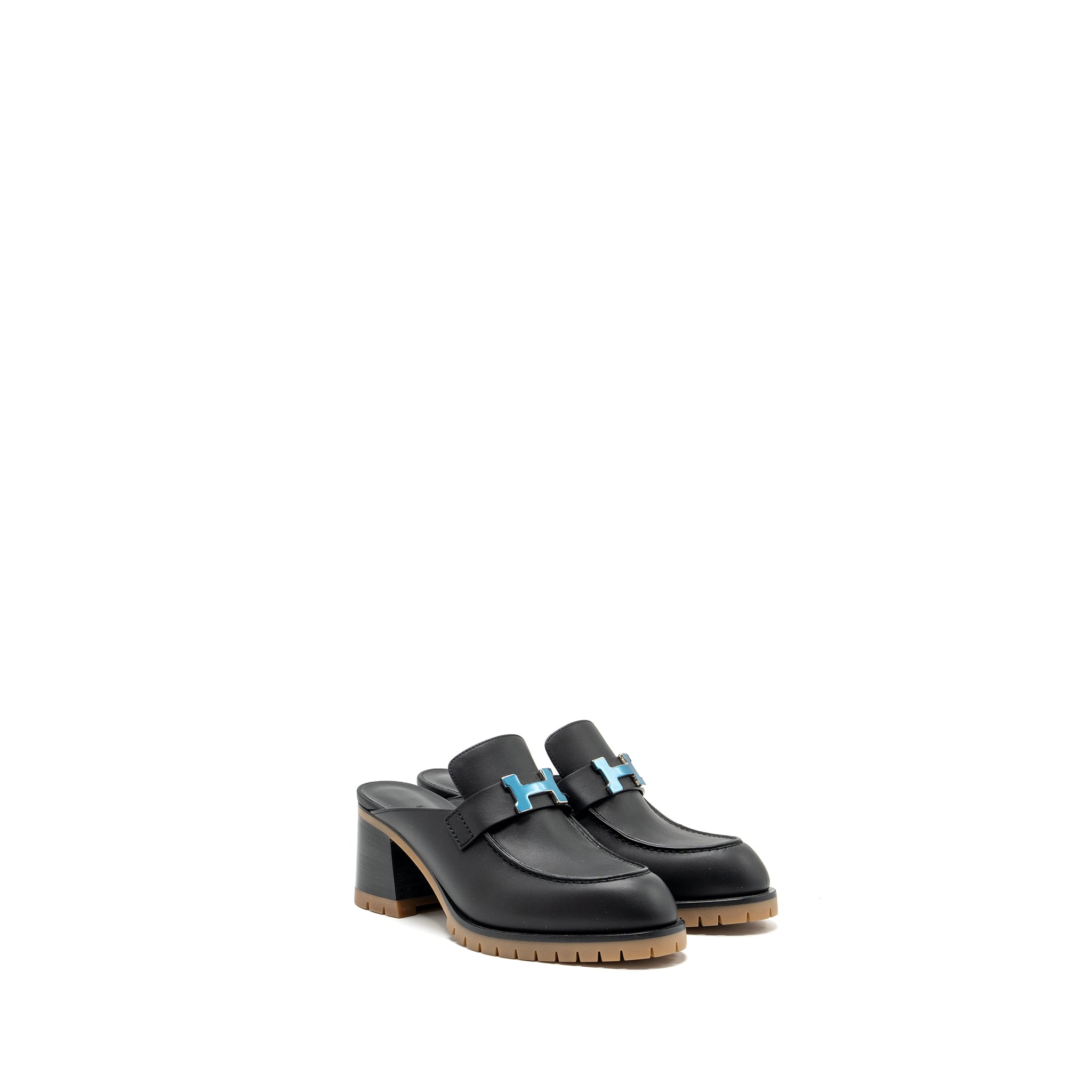 HERMES MULE FEMME FLORE CALFSKIN BLACK SHW