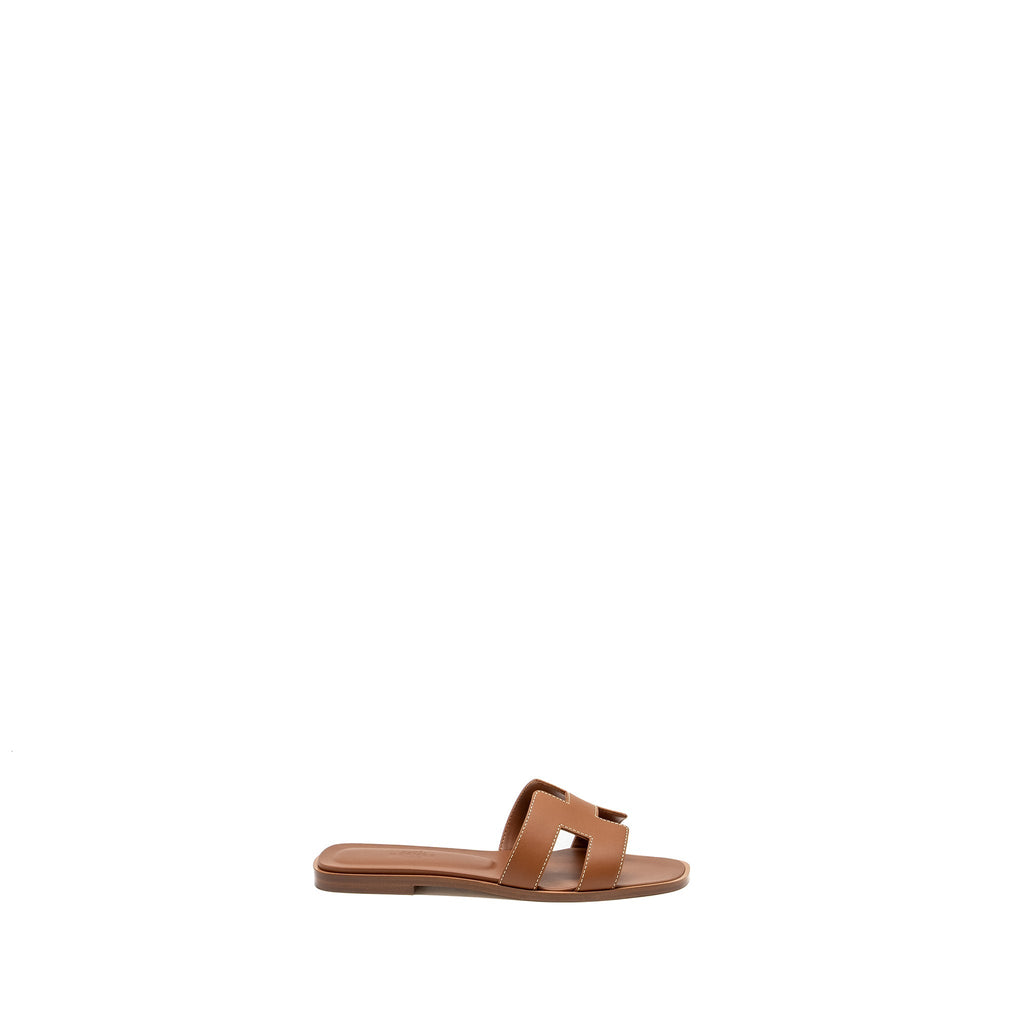HERMES ORAN SANDALS CALFSKIN GOLD