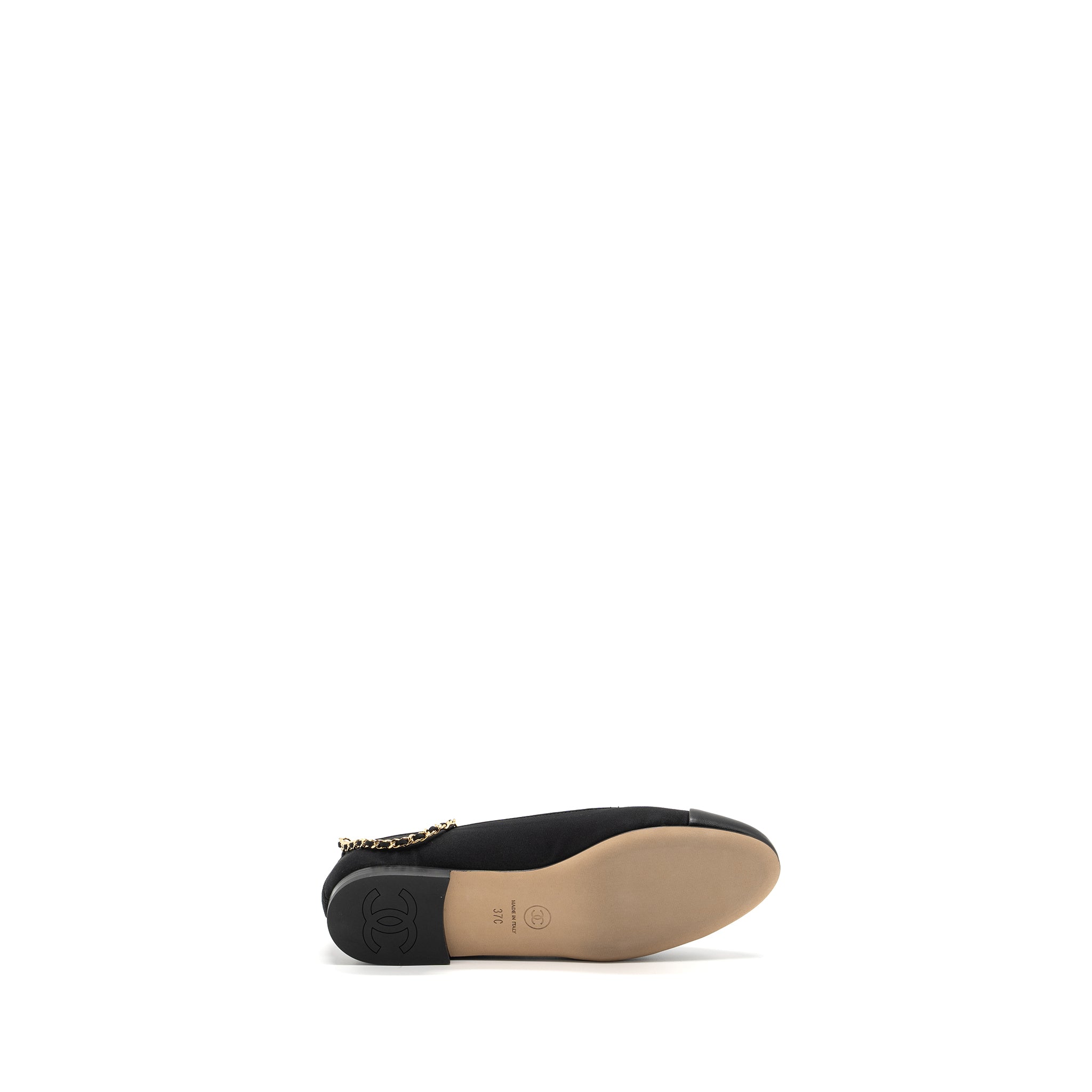 CHANEL BALLERINAS SHOES CANVAS/LEATHER BLACK LGHW