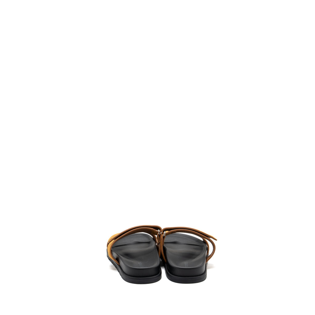 HERMES CHYPRE SANDAL SUEDE GOATSKIN GOLD