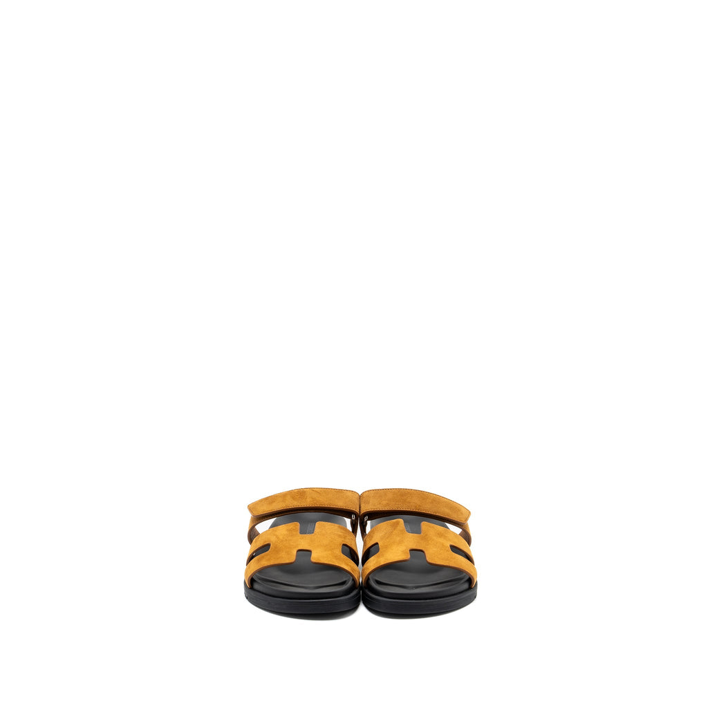 HERMES CHYPRE SANDAL SUEDE GOATSKIN GOLD