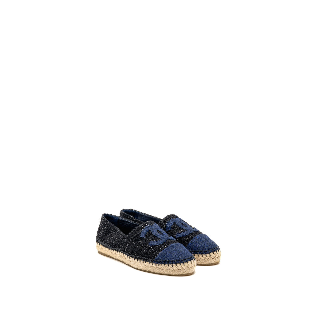 CHANEL ESPADRILLES TWEED/COTTON DARK BLUE/BLACK/MULTICOLOUR