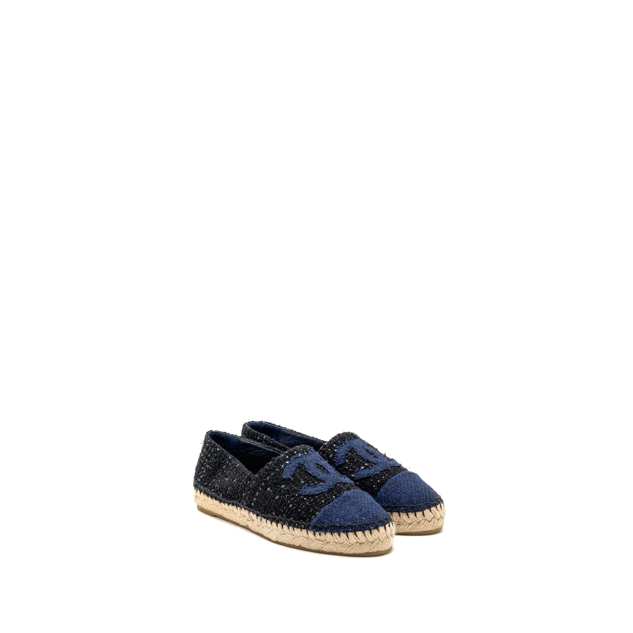 CHANEL ESPADRILLES TWEED/COTTON DARK BLUE/BLACK/MULTICOLOUR