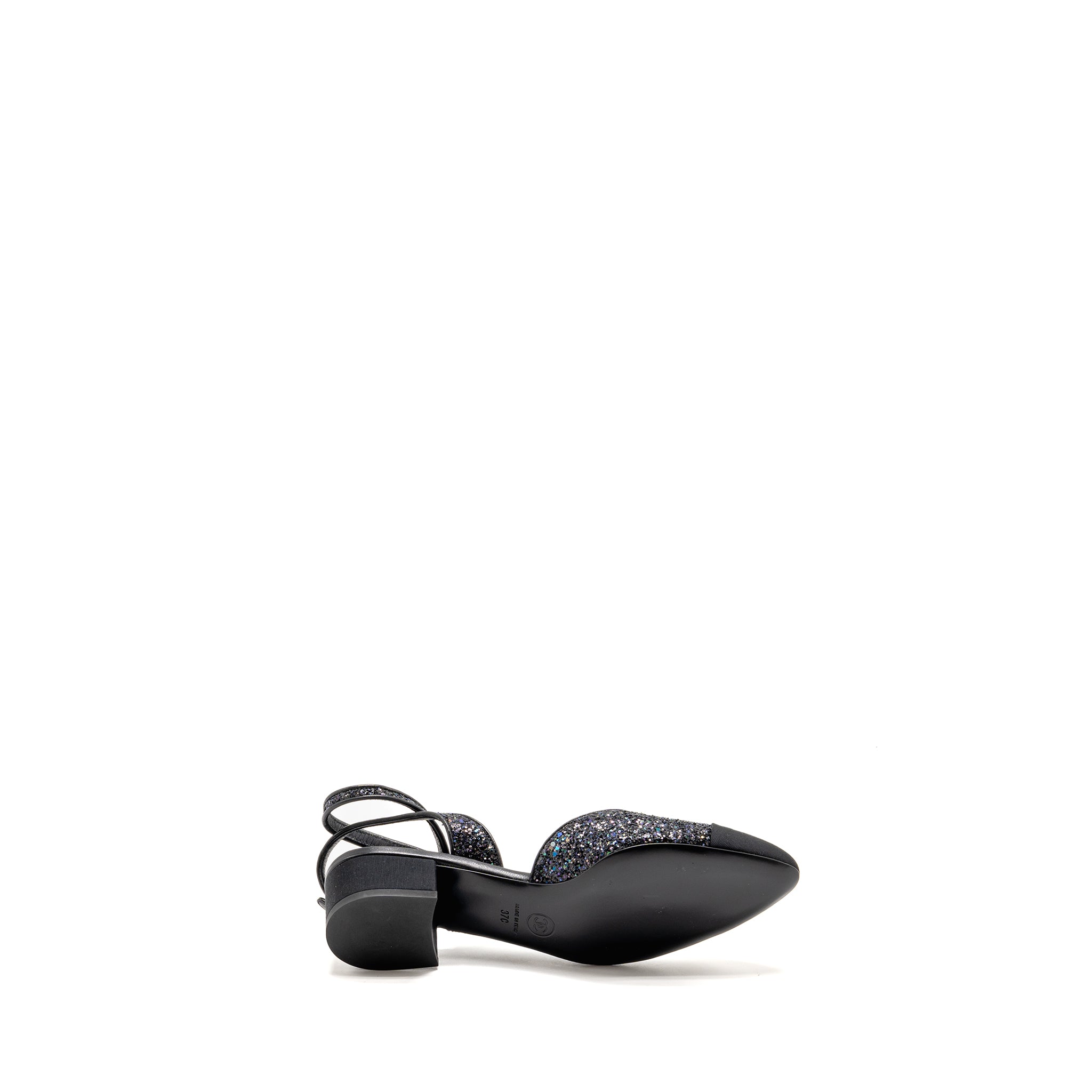 CHANEL SLING BACK SEQUINS BLACK