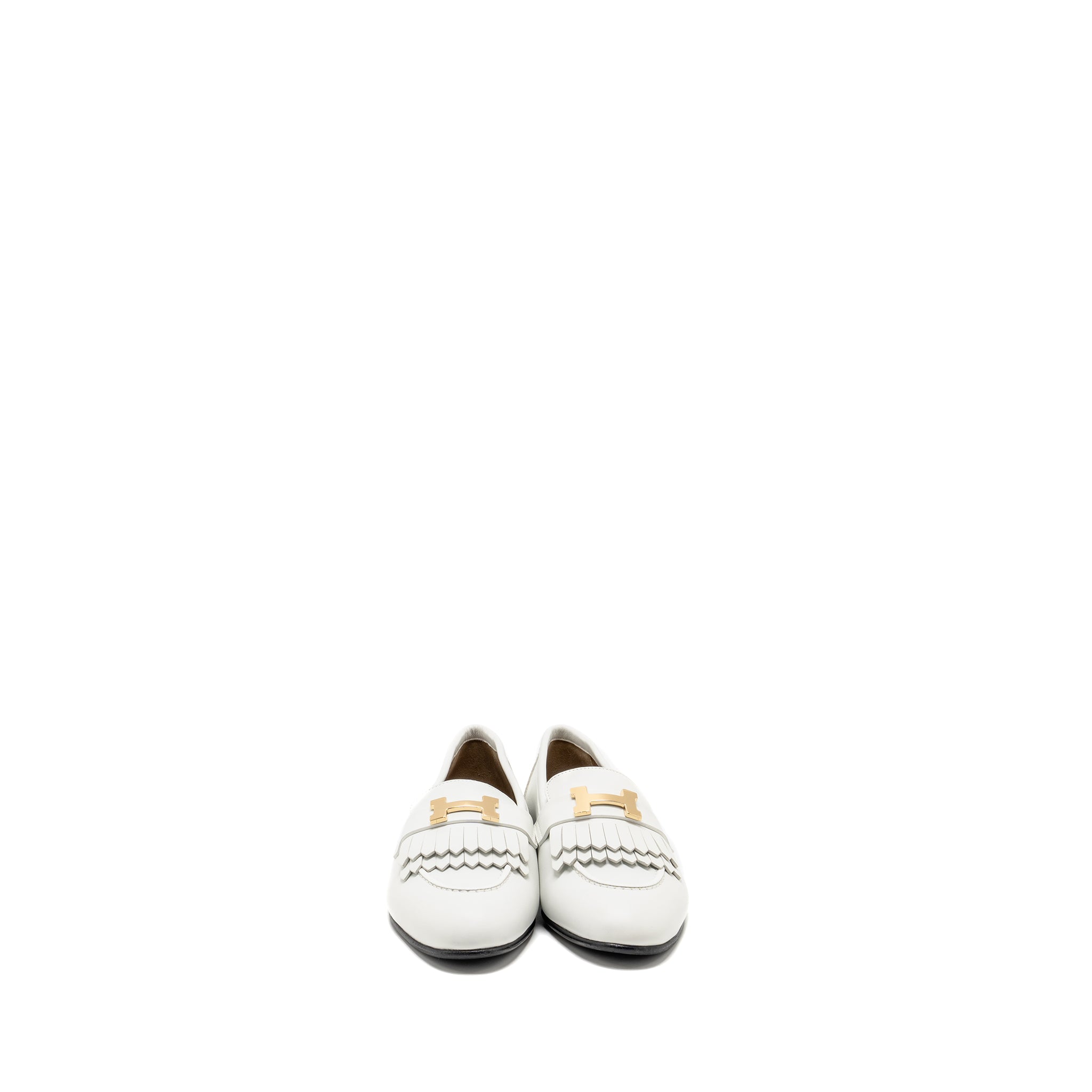 HERMES MOCASSIN ROYAL LOAFER CALFSKIN WHITE GHW