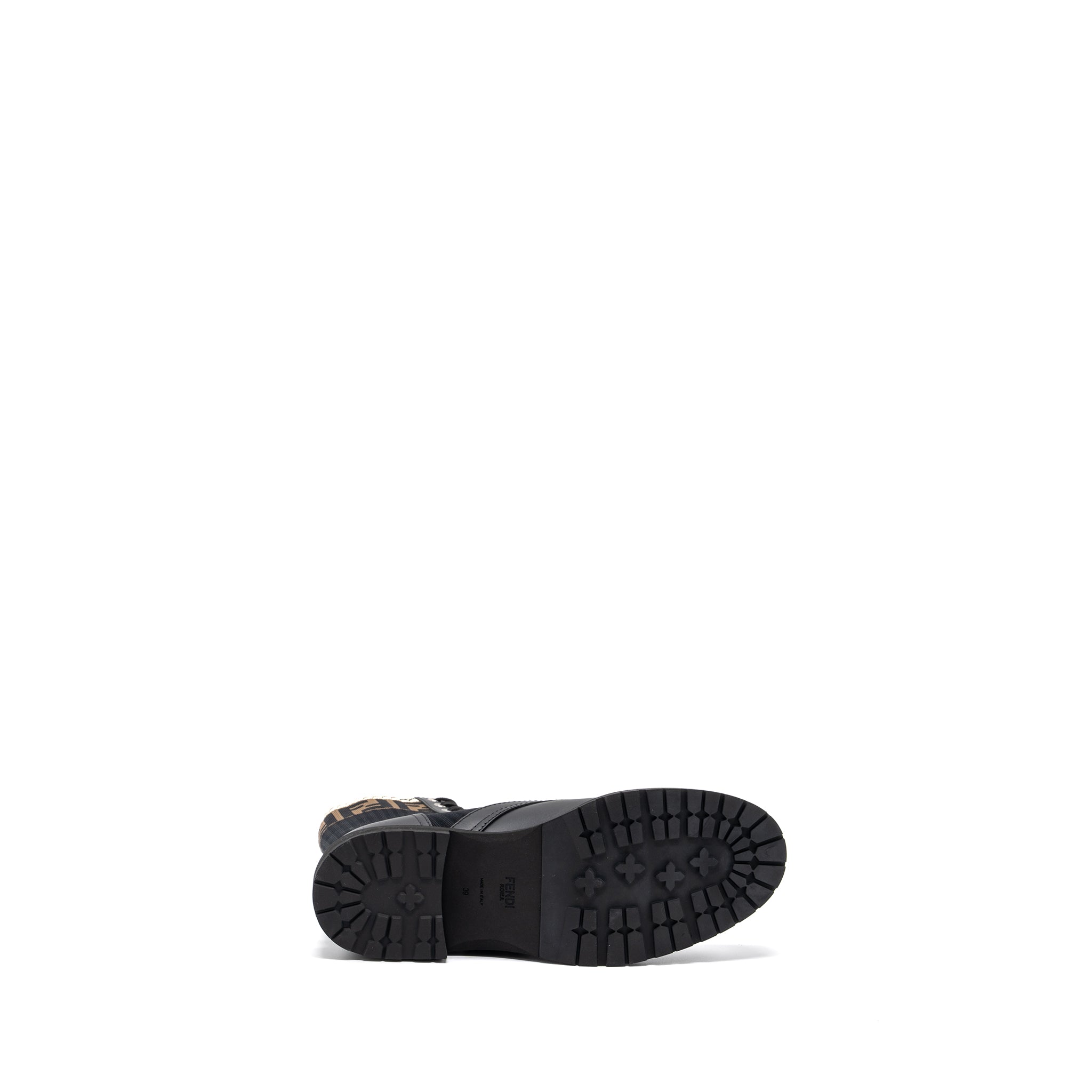 FENDI BIKER BOOTS LEATHER/ COTTON BLACK MULTICOLOUR