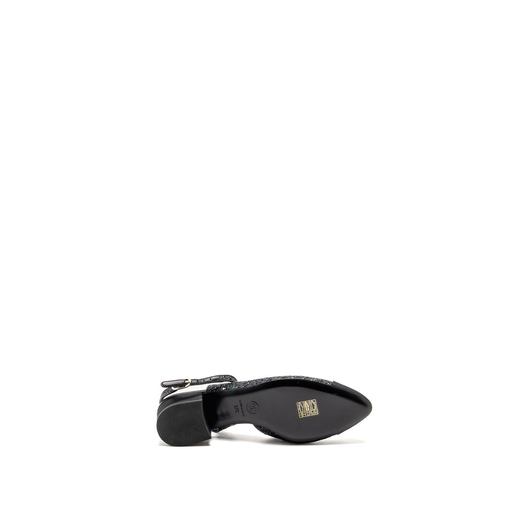 CHANEL SLING BACK SEQUINS BLACK