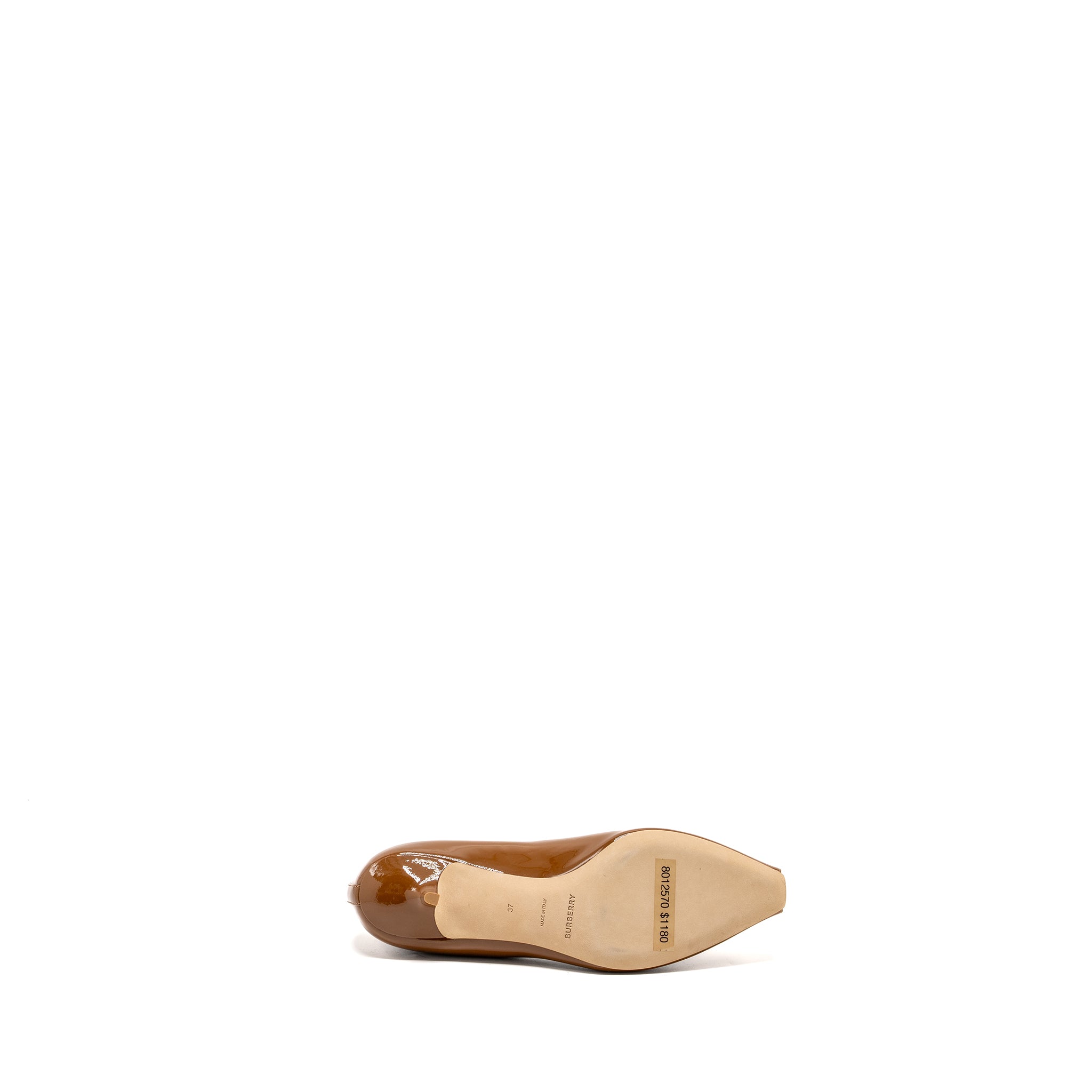 BURBERRY DILL KITTEN HEELS PATENT BROWN
