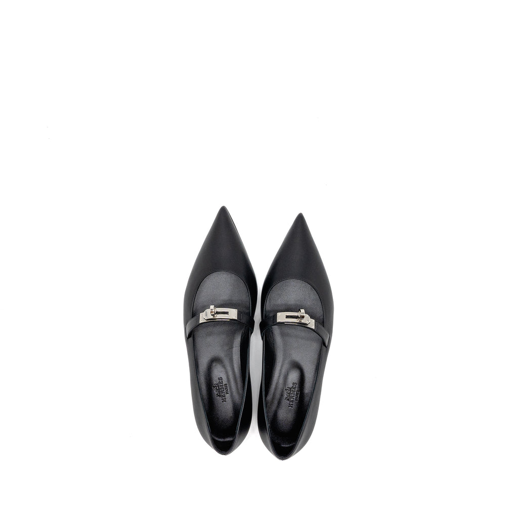HERMES KELLY BALLET FLAT CALFSKIN BLACK SHW
