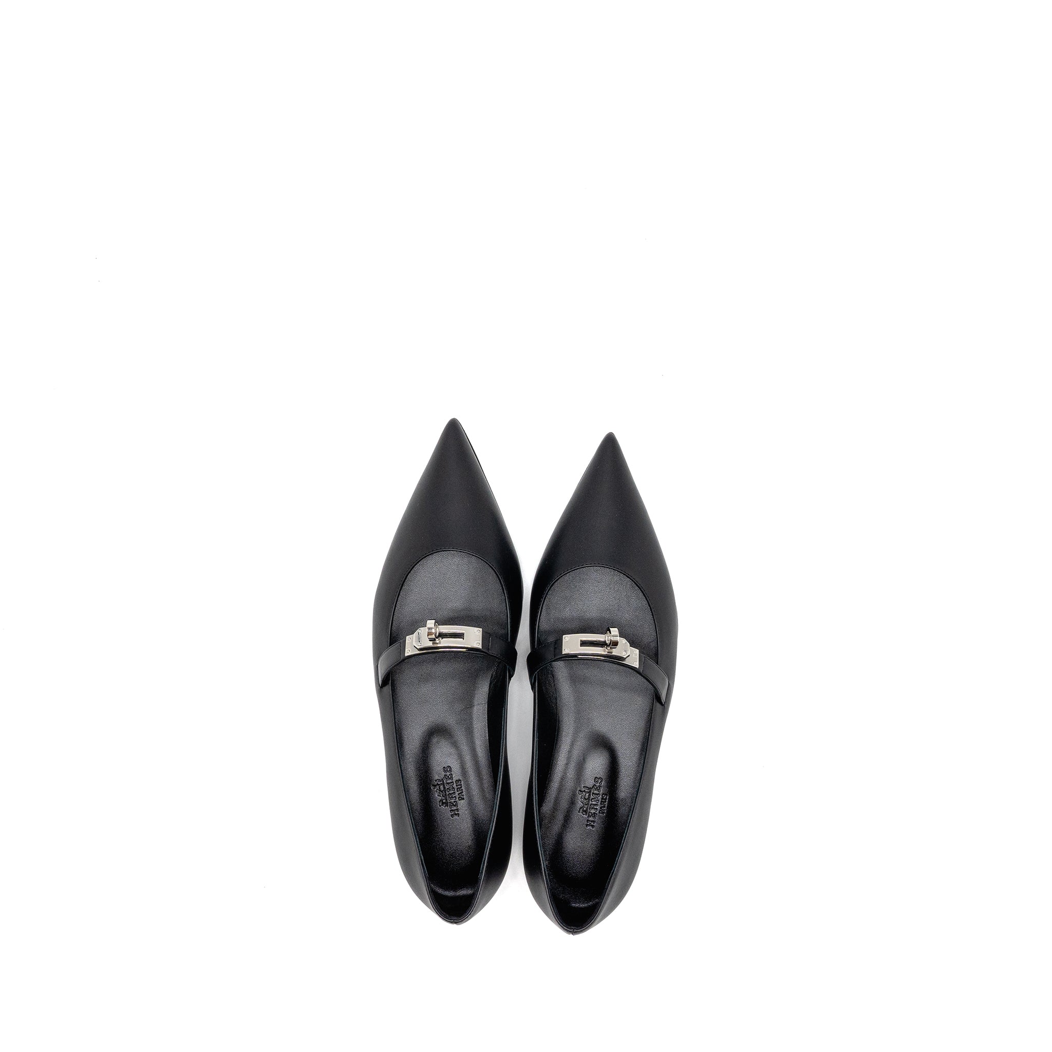 HERMES KELLY BALLET FLAT CALFSKIN BLACK SHW