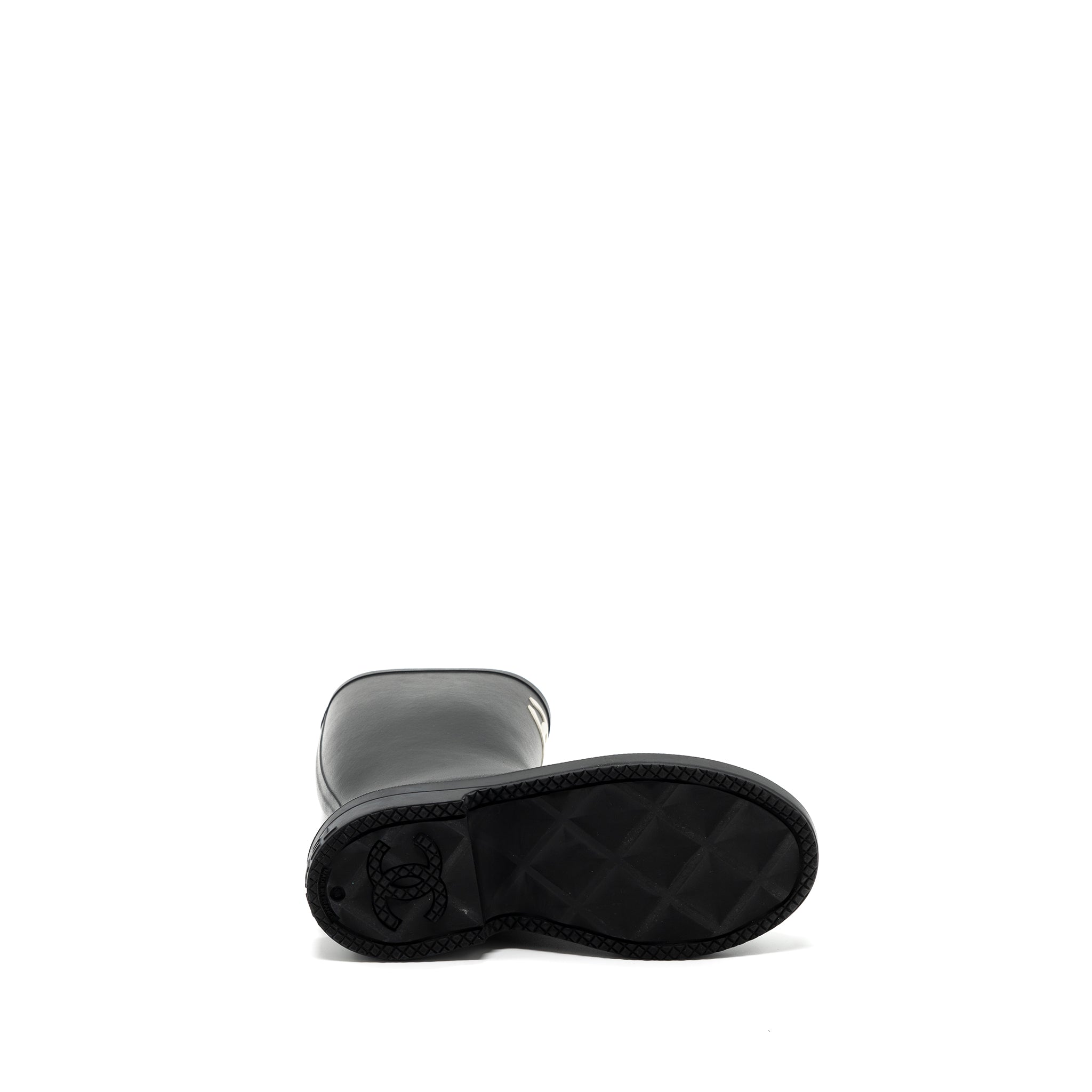 CHANEL 22K WELLINGTON RAIN BOOTS RUBBER BLACK