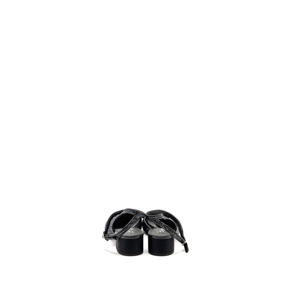 CHANEL SLING BACK SEQUINS BLACK