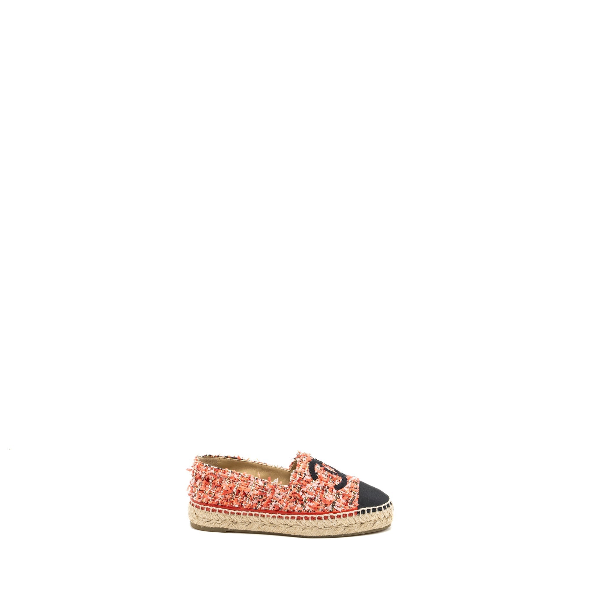 CHANEL ESPADRILLES TWEED PINK / BLACK