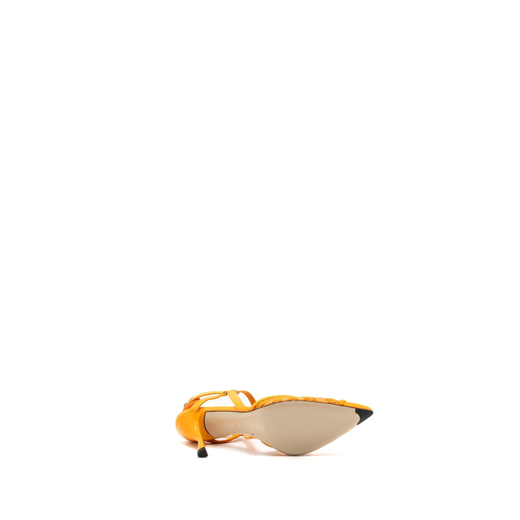 FENDI SLINGBACK WITH HEEL EMBROIDERY/LEATHER ORANGE
