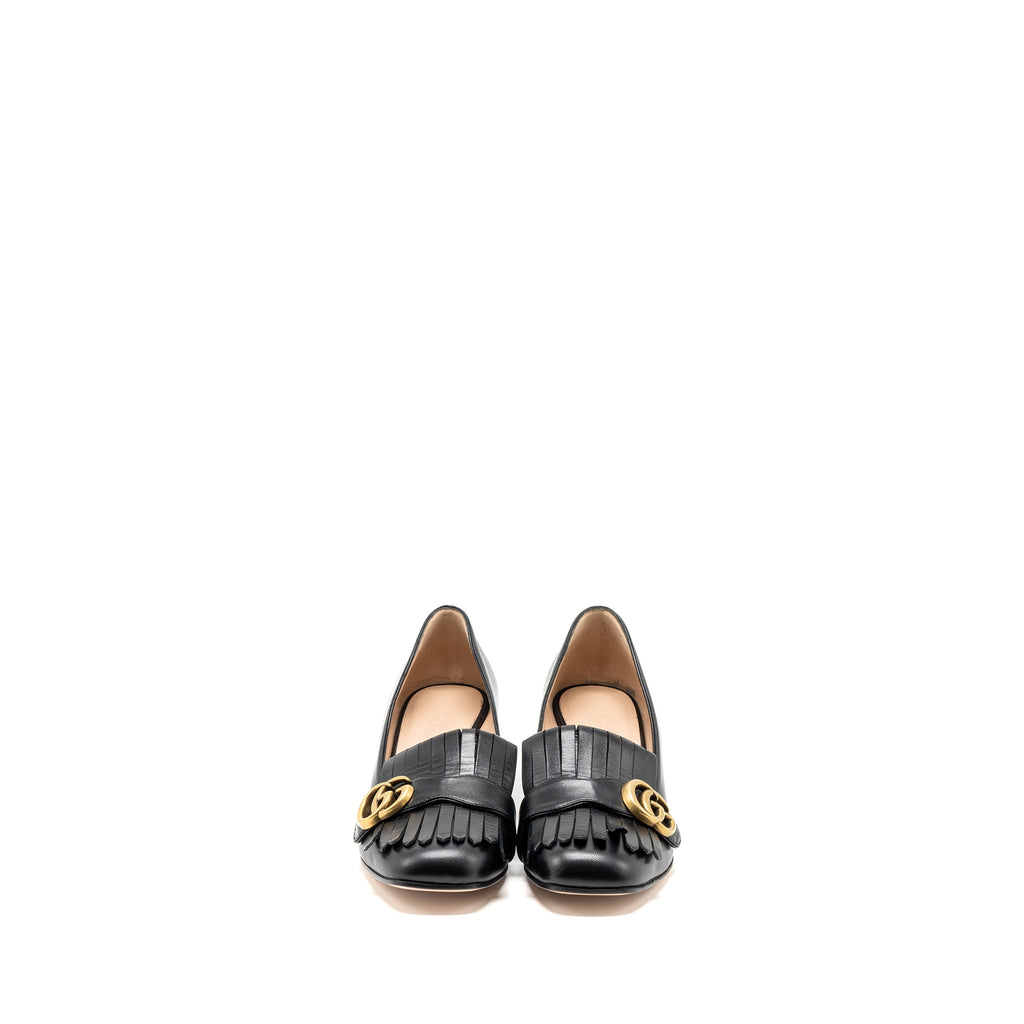 GUCCI MARMONT LOAFER PUMPS CALFSKIN BLACK GHW