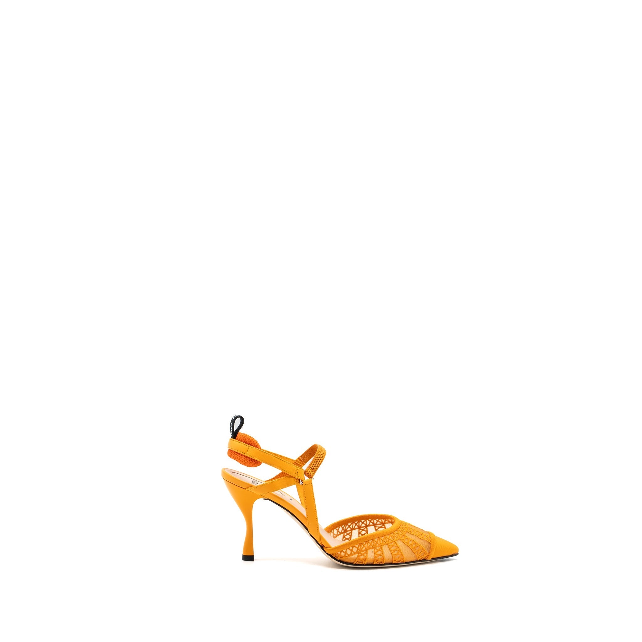 FENDI SLINGBACK WITH HEEL EMBROIDERY/LEATHER ORANGE