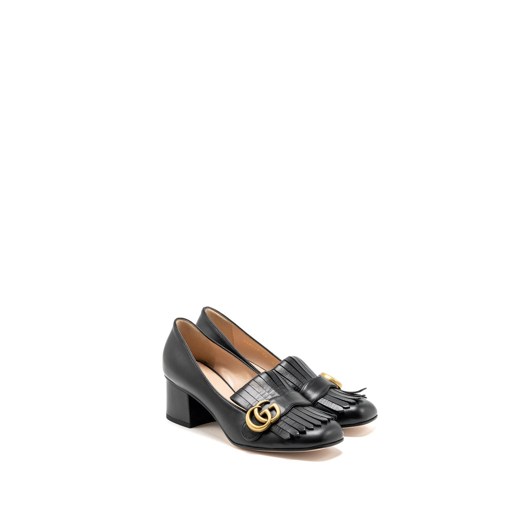 GUCCI MARMONT LOAFER PUMPS CALFSKIN BLACK GHW