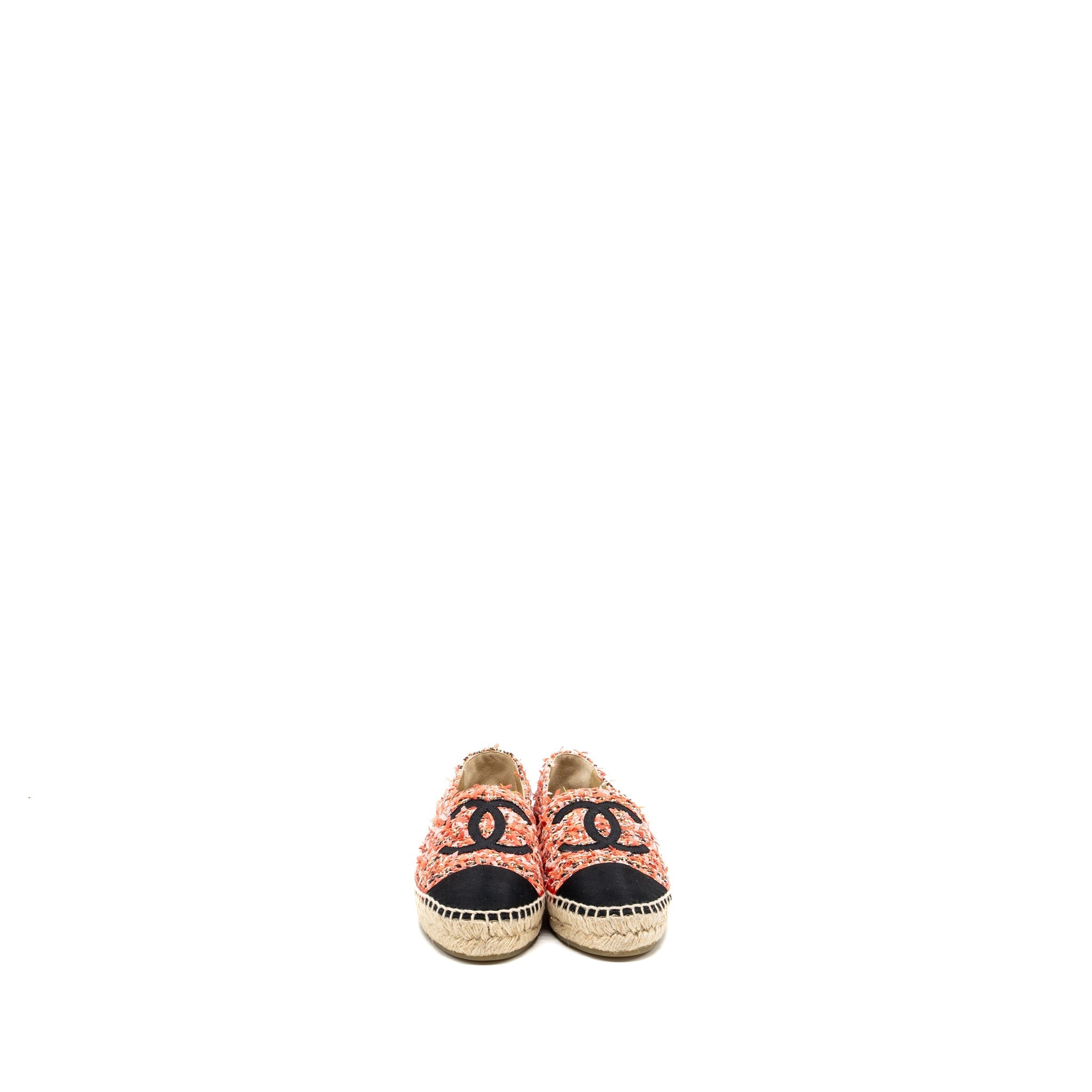 CHANEL ESPADRILLES TWEED PINK / BLACK