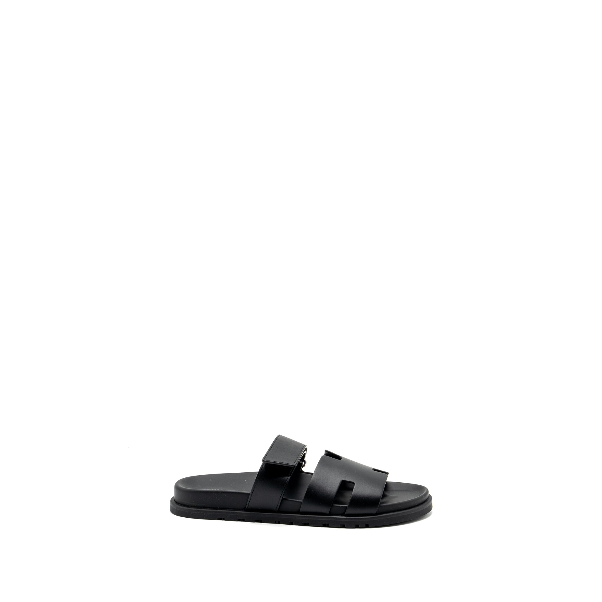 HERMES CHYPRE SANDALS CALFSKIN BLACK