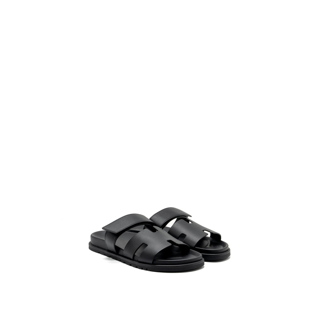 HERMES CHYPRE SANDALS CALFSKIN BLACK
