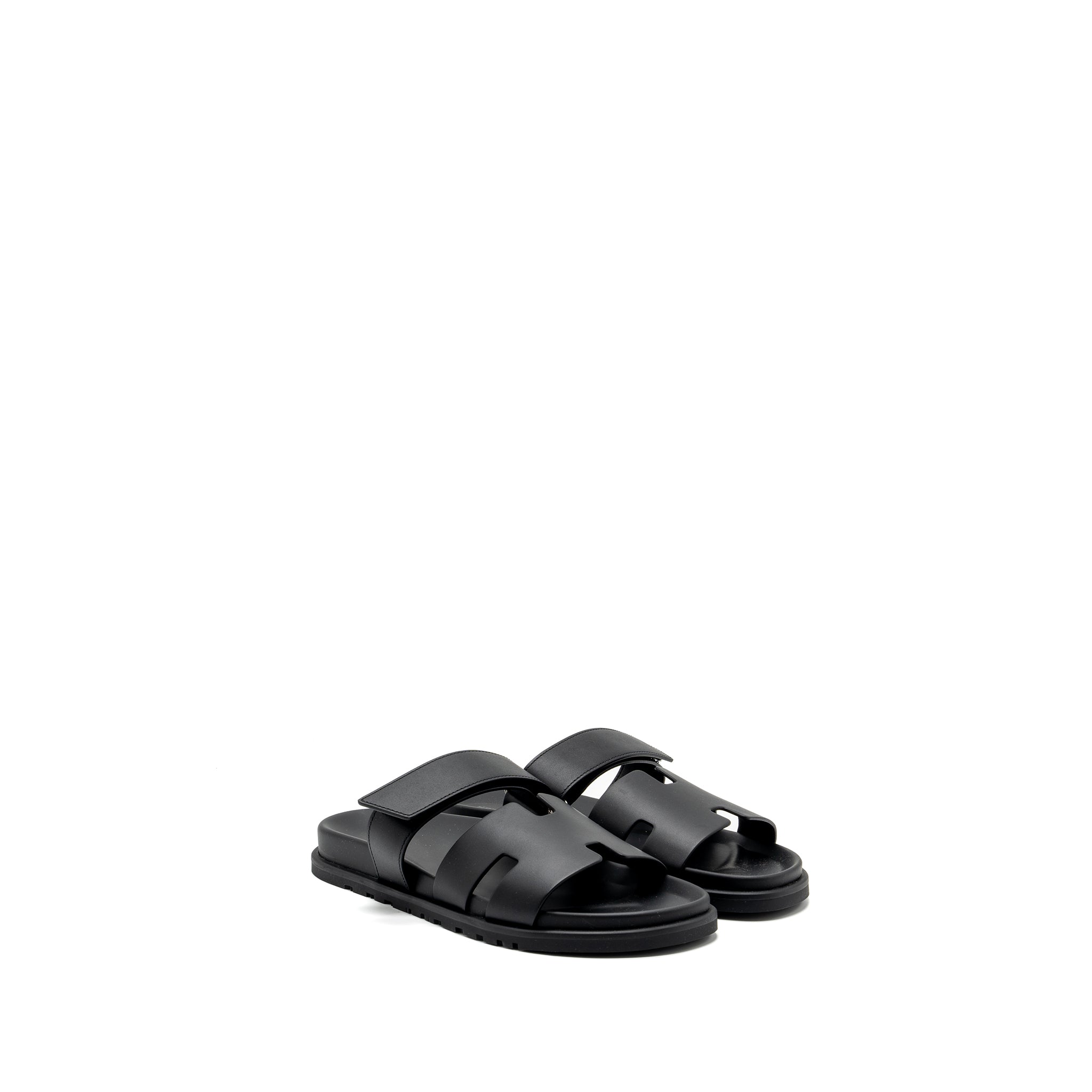 HERMES CHYPRE SANDALS CALFSKIN BLACK