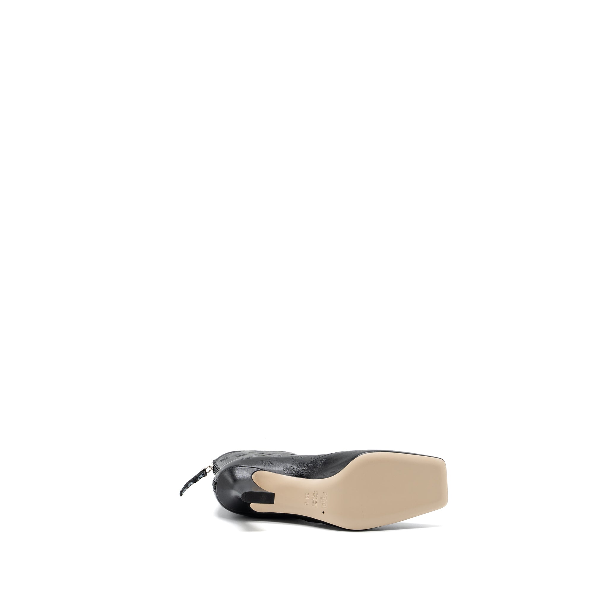 FENDI FF PRINT BOOTS WITH HEEL LEATHER BLACK SHW