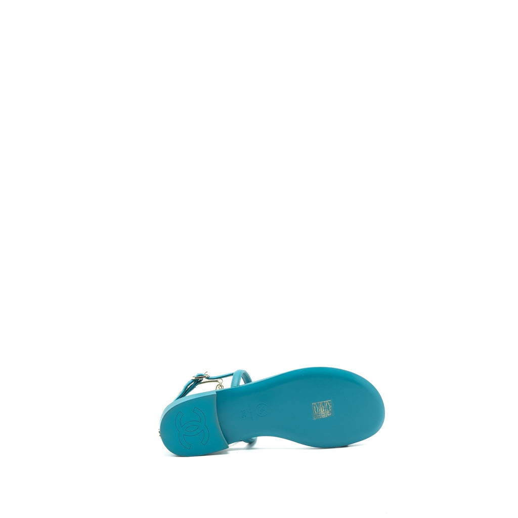 CHANEL SANDALS LEATHER GREEN LGHW