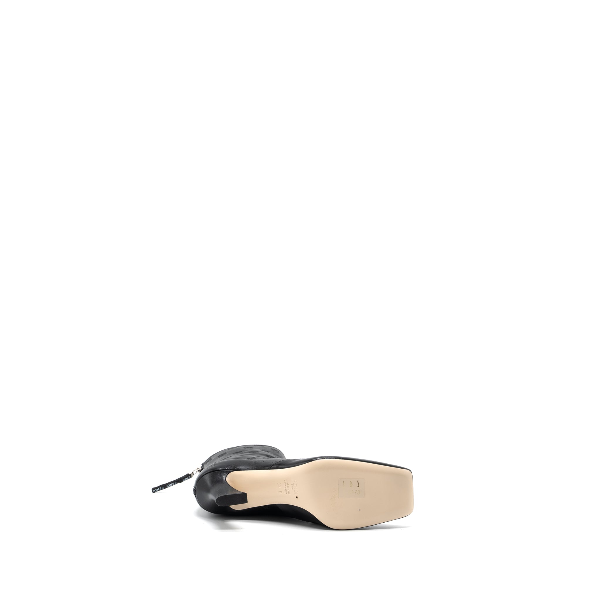 FENDI FF PRINT BOOTS WITH HEEL LEATHER BLACK SHW